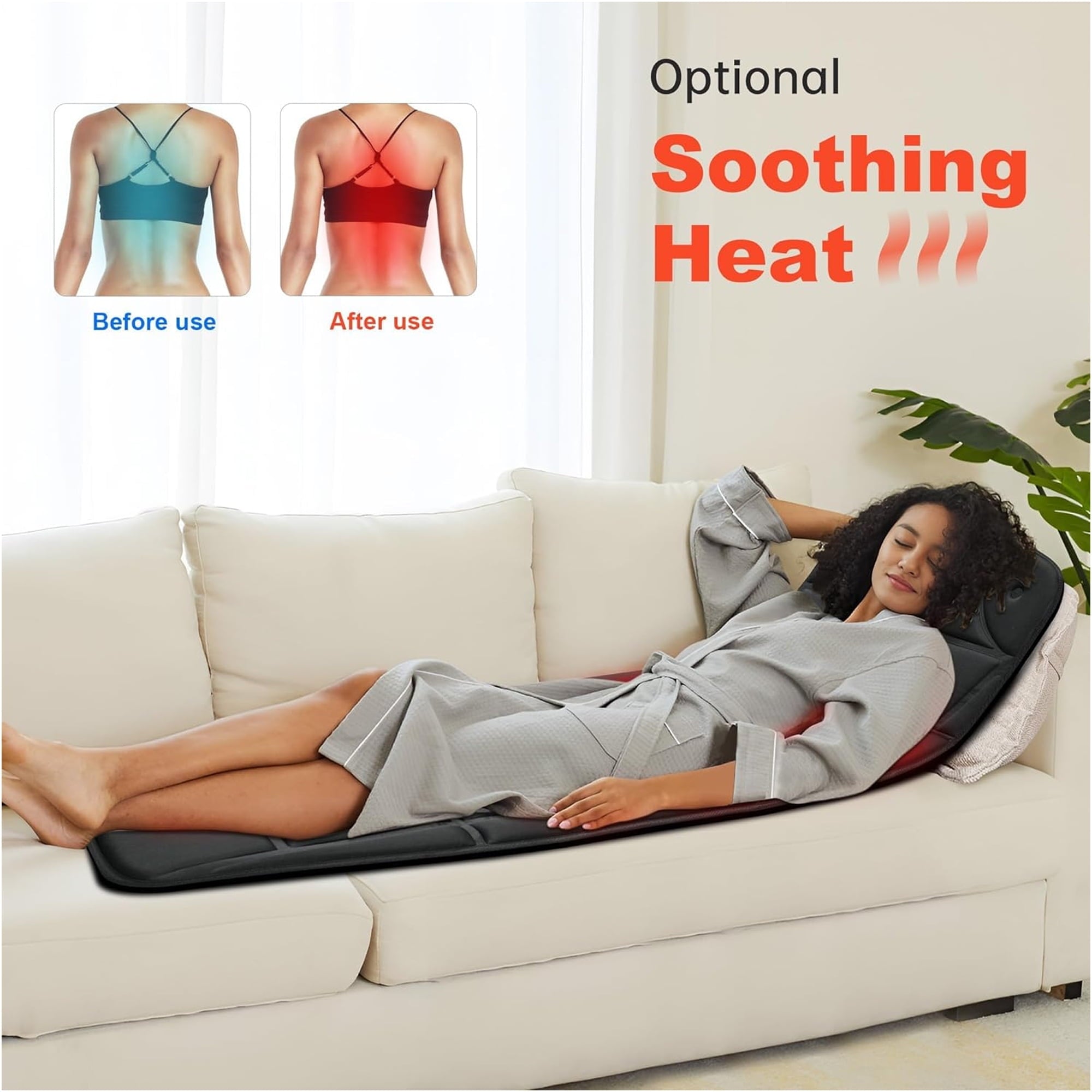Massage Mat with Heat, Vibration Back Massage Pad, Massager for Neck Back Pain, Massage Mattress Pad, Gifts for Men W... - Image 3