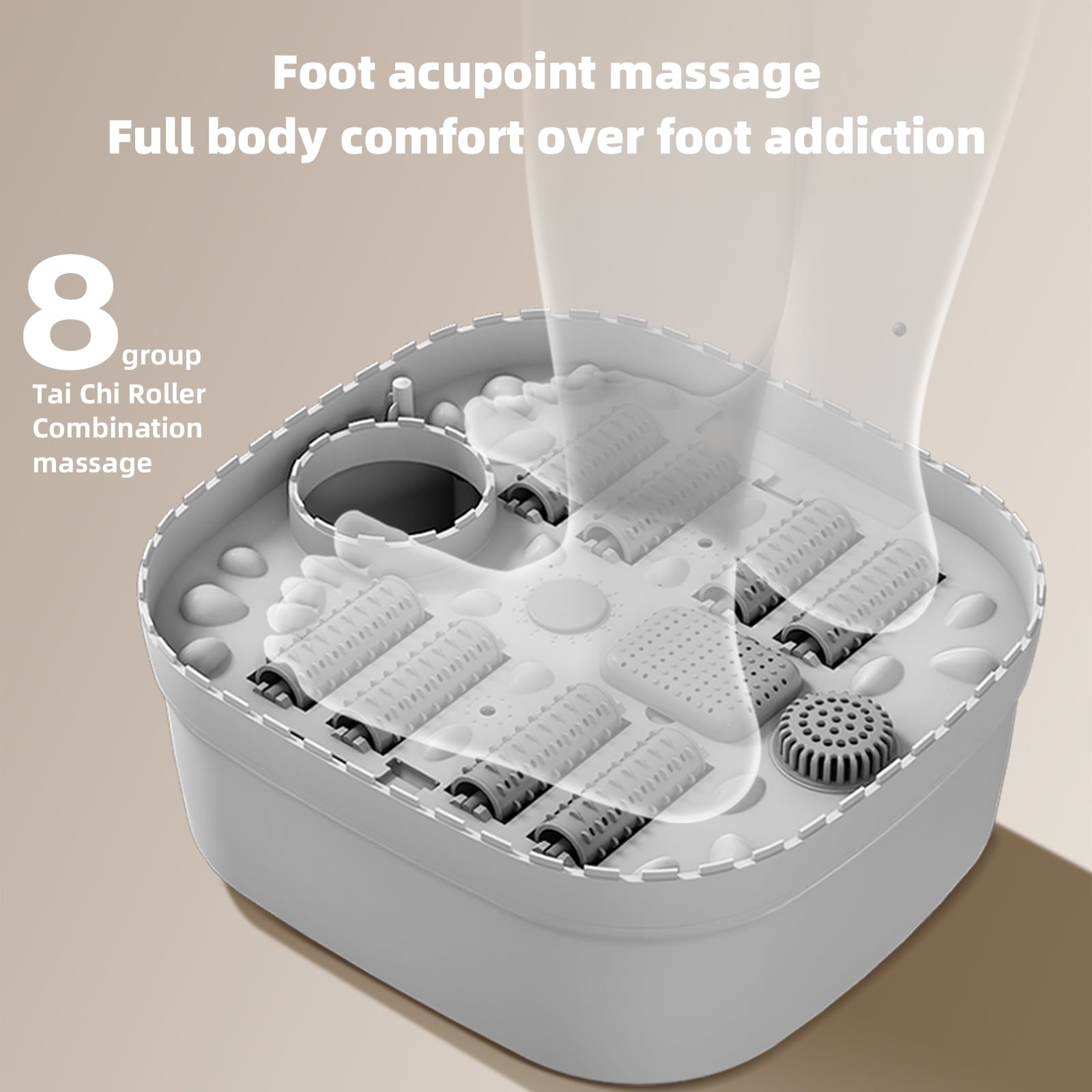 Bath Massager with Heat, Bubbles and Red Light, 8 Massage Roller Pedicure, Foldable Portable Tub for Soaker with Temp... - Image 3