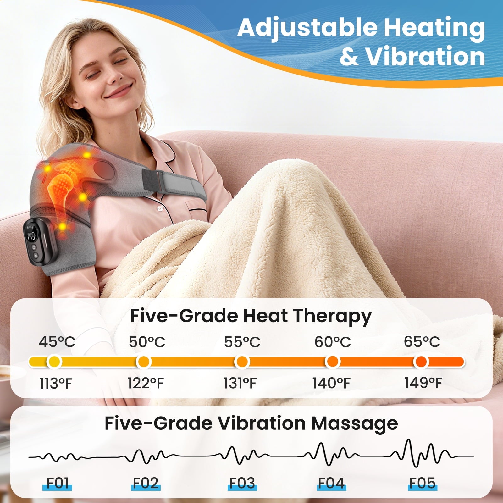 with Detachable Remote, Cordless Massager for Women Men Heated Brace Wrap for Relax,5 Heat and 5 Vibration,5000mAh Ba... - Image 3