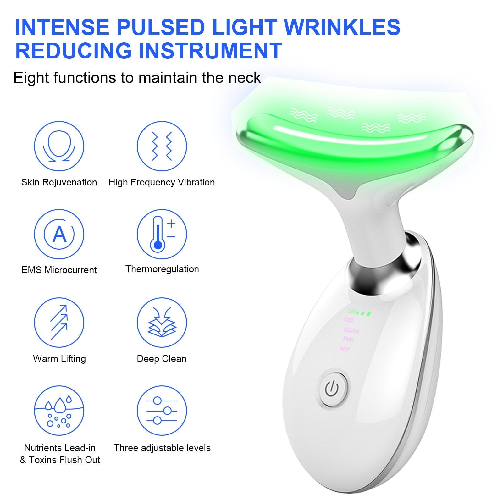 Massager for Warming Lift,Skin Rejuvenation and Firming Lines,Clean/EMS/Heat/Sonic-Vibration Functions (White) - Image 2
