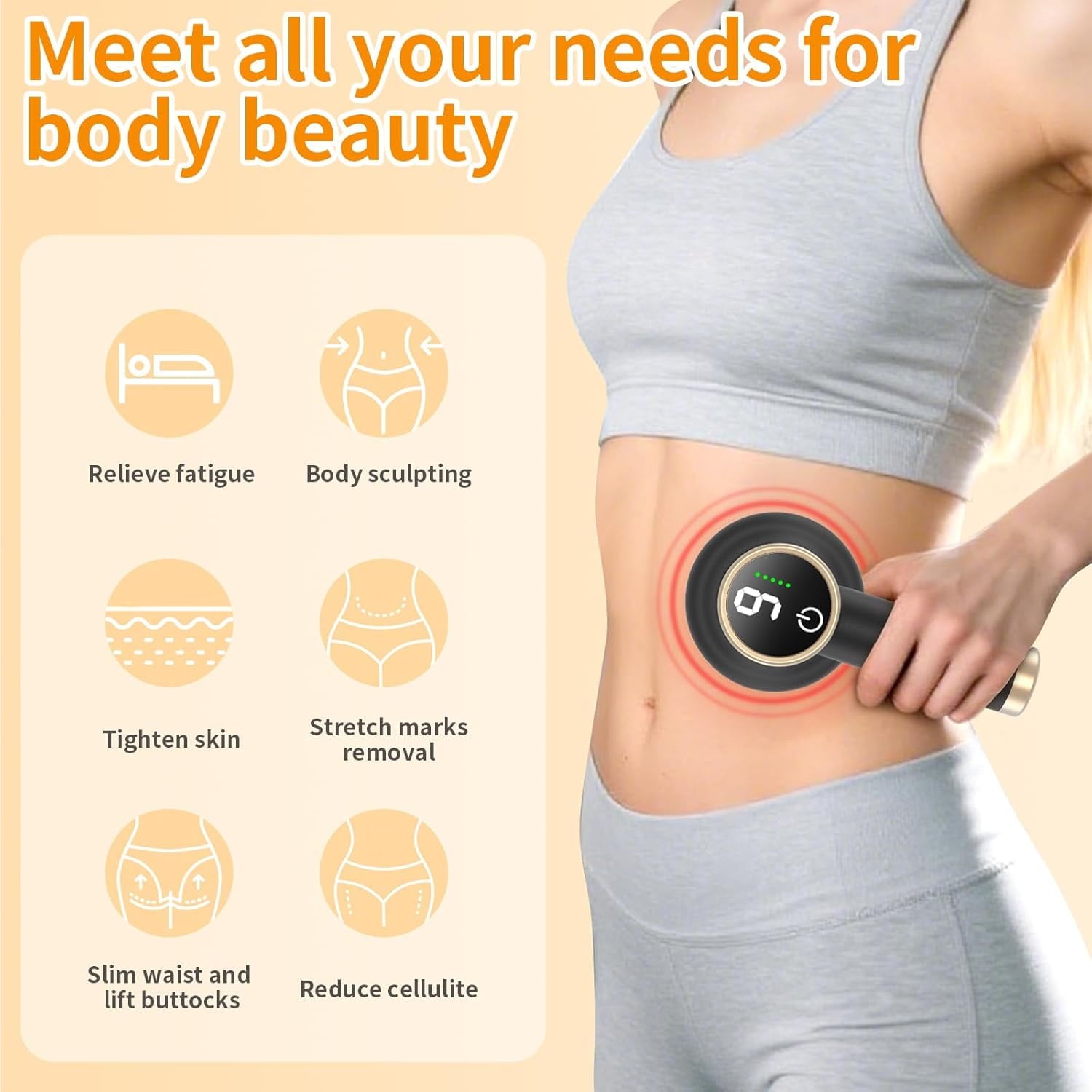 Electric Abdomen Massager - Cordless Handheld Body Sculpting Machine with 8 Massage Heads, 9 Modes & 1800mAh Battery,... - Image 6