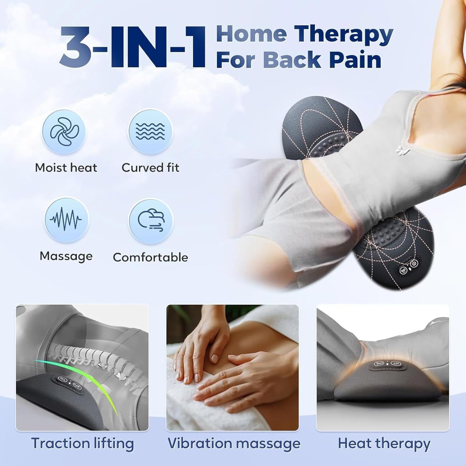 Fusion Back Massager, 2026 Upgraded 3 in 1 Neck Shoulder Backs Massagers with Traction, Vibration - Image 4