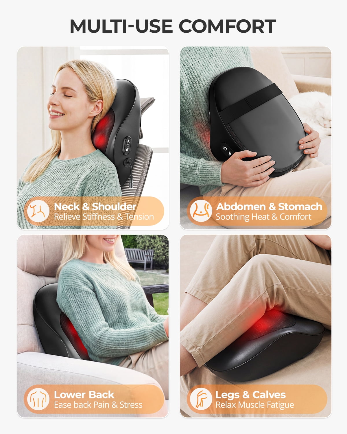and Neck Massager with Heat, Deep Tissue 3D Kneading Massager Pillow for Muscle Pain Relief, Black,Relaxation Gifts f... - Image 2
