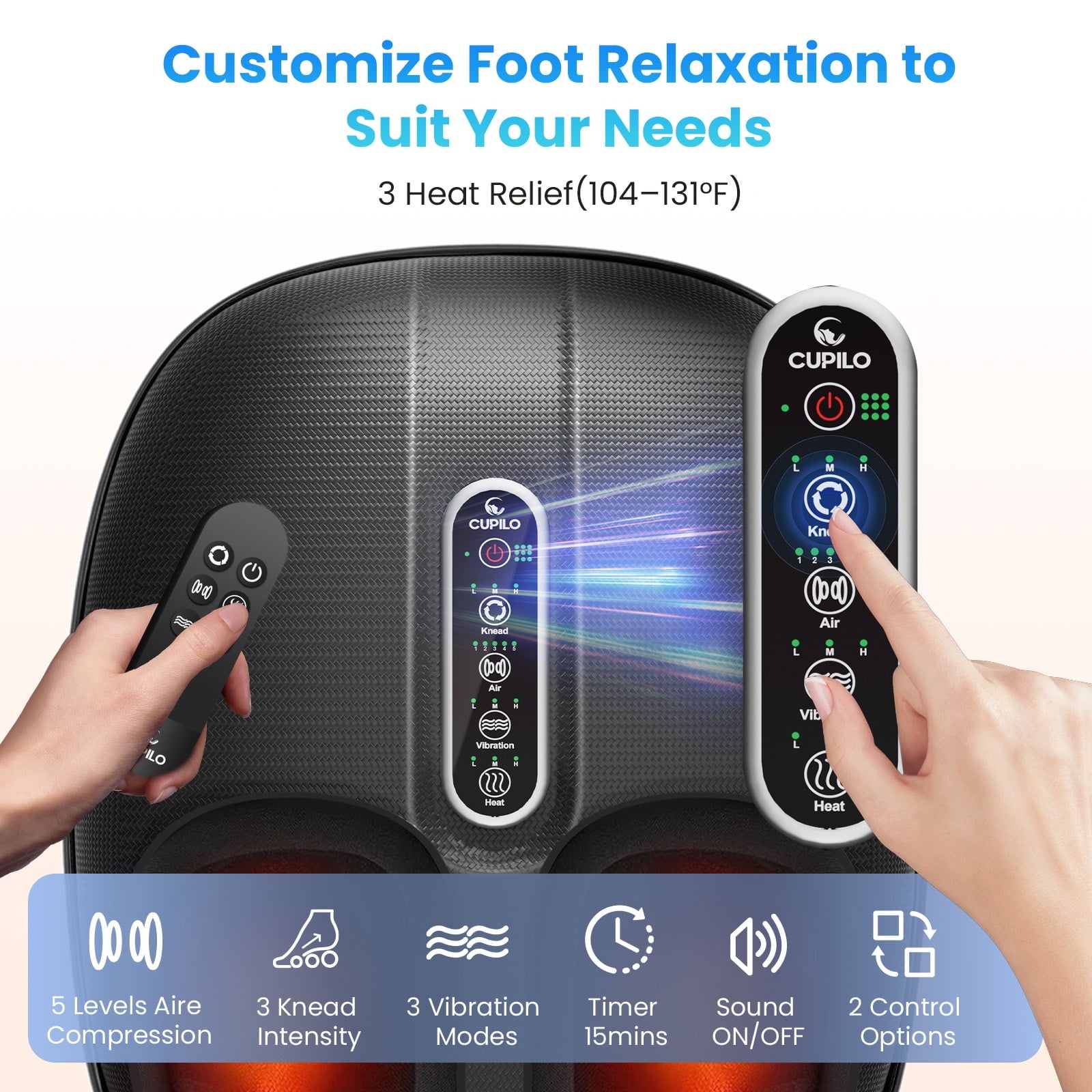 Machine with Heat & Remote Control, Shiatsu Deep Kneading for Plantar Fasciitis, Tired Muscles, Neuropathy, Blood Cir... - Image 5