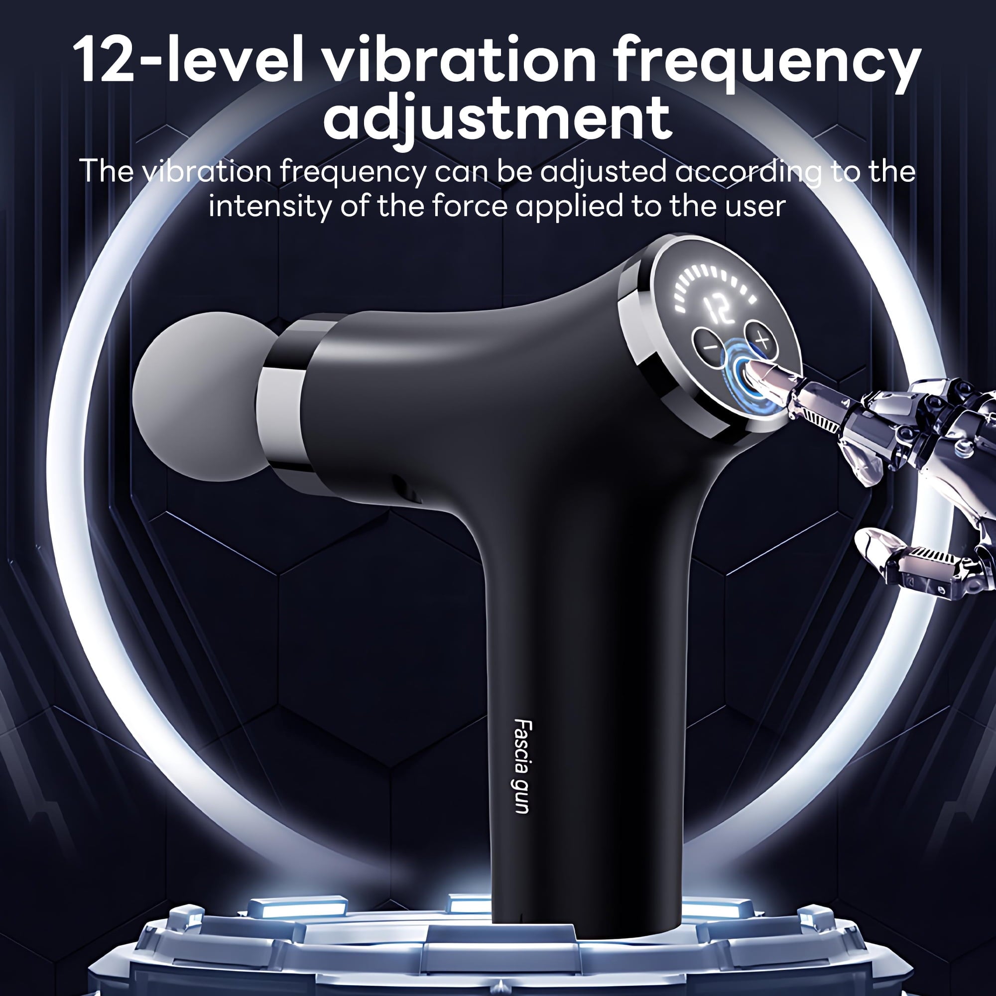 7-Shaped r with 15.75in Detachable Handle, 2800 8mm Deep Tissue Muscle r, 12 Speeds for Back Neck Shoulder - Image 2