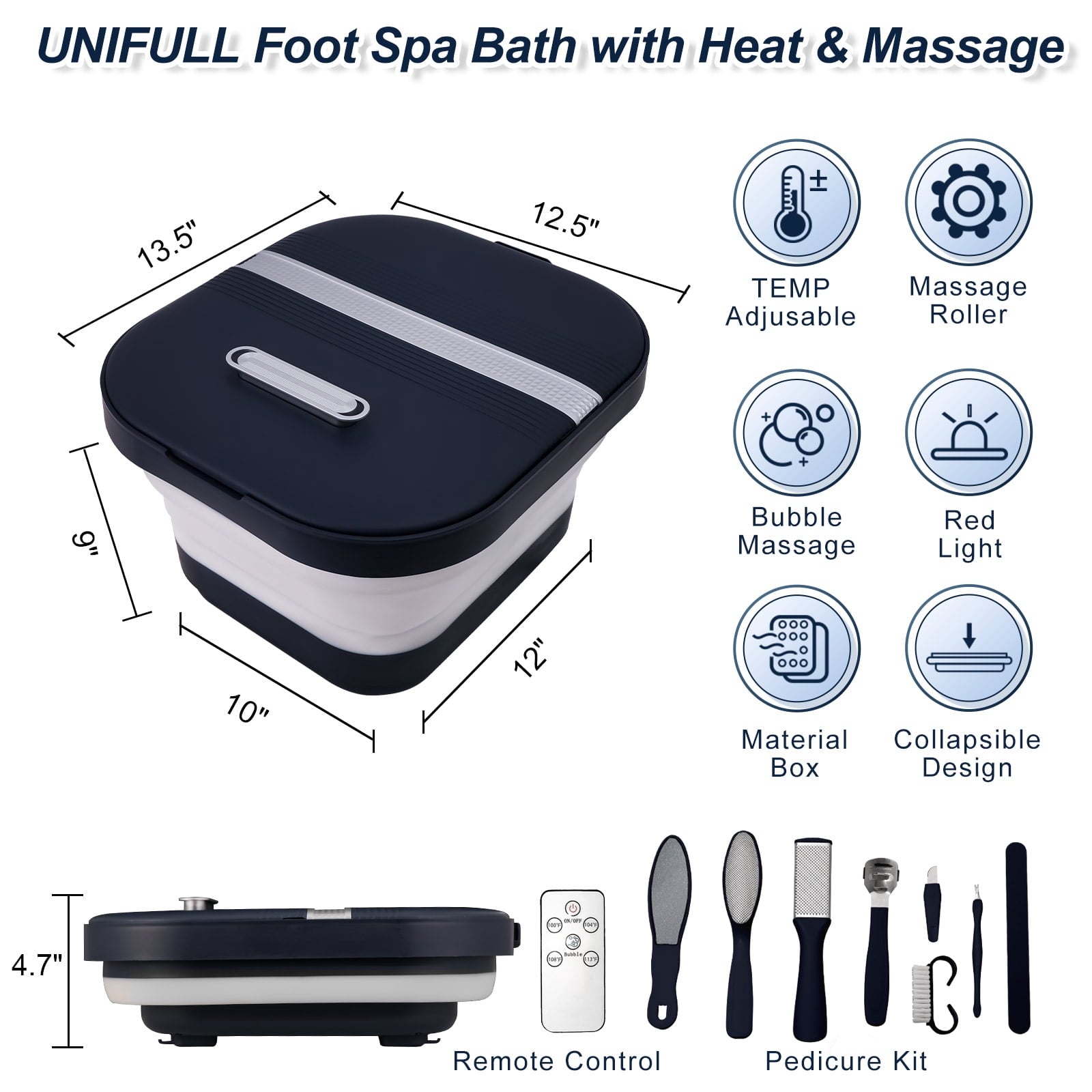 with Heat, Remote Control, Massage Rollers, Bubble, Pedicure Kit - Image 3
