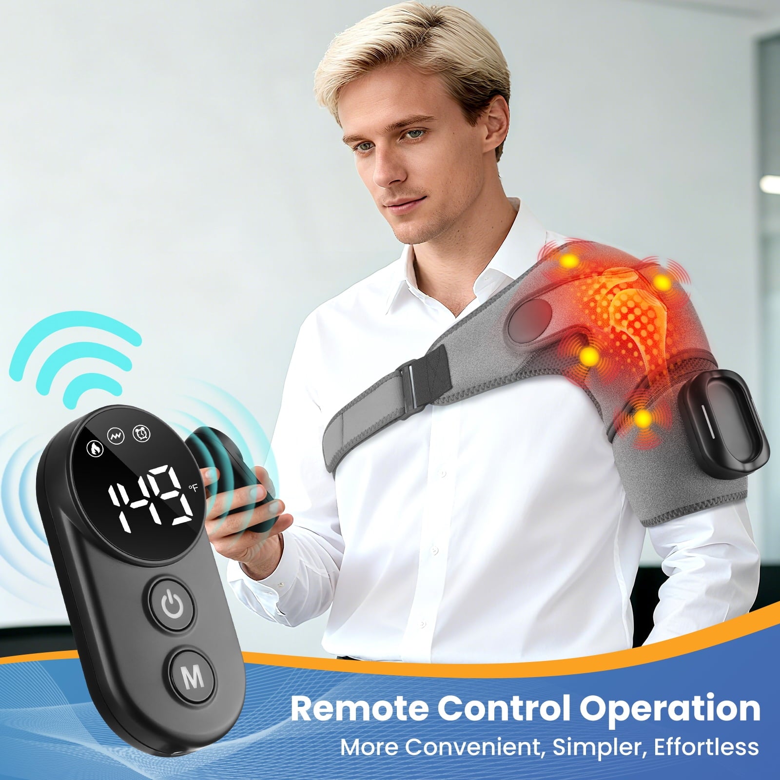 with Detachable Remote, Cordless Massager for Women Men Heated Brace Wrap for Relax,5 Heat and 5 Vibration,5000mAh Ba... - Image 2