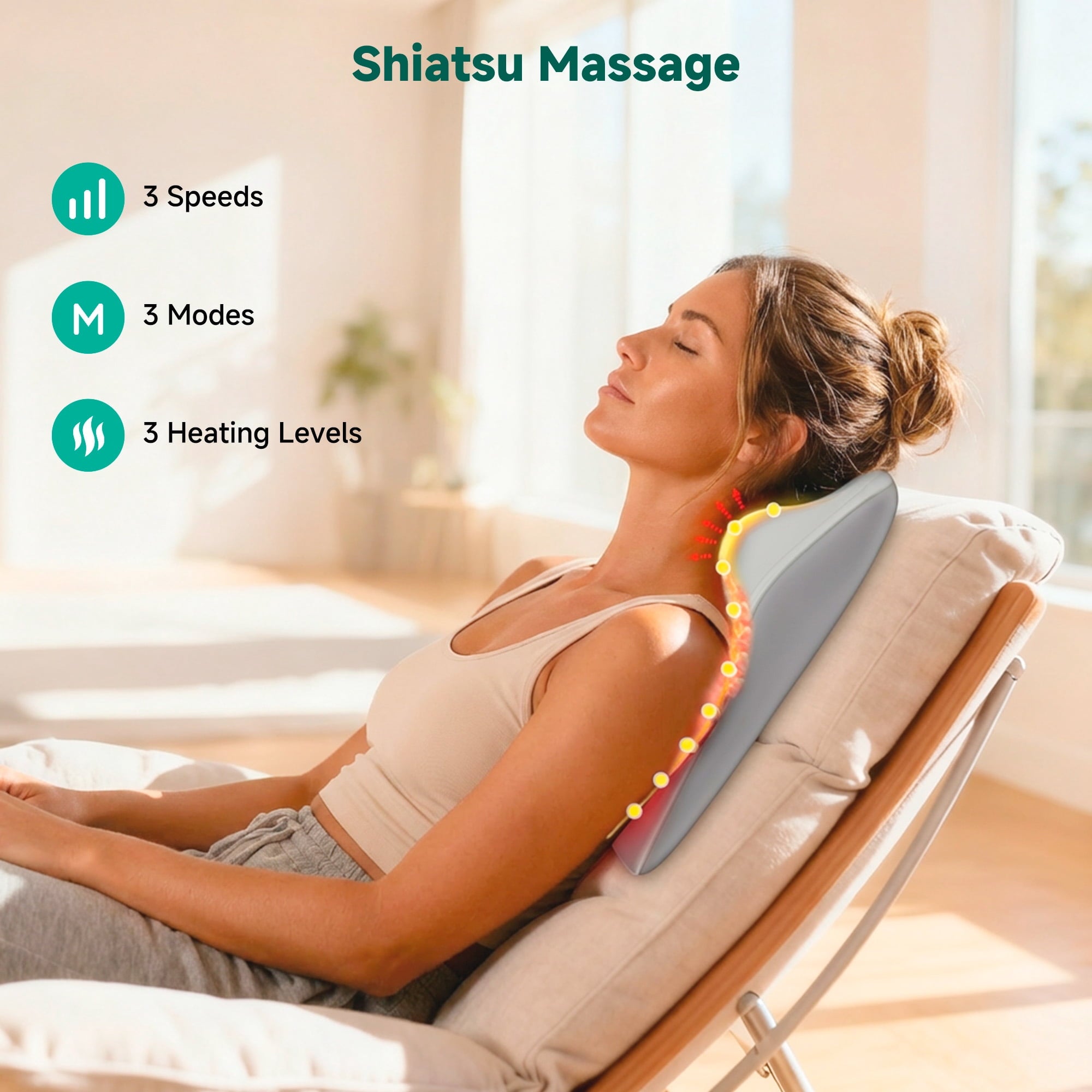 & Back Massager with Heat, 4D Deep Kneading Shiatsu 8 Massage Nodes, Gift - Image 3