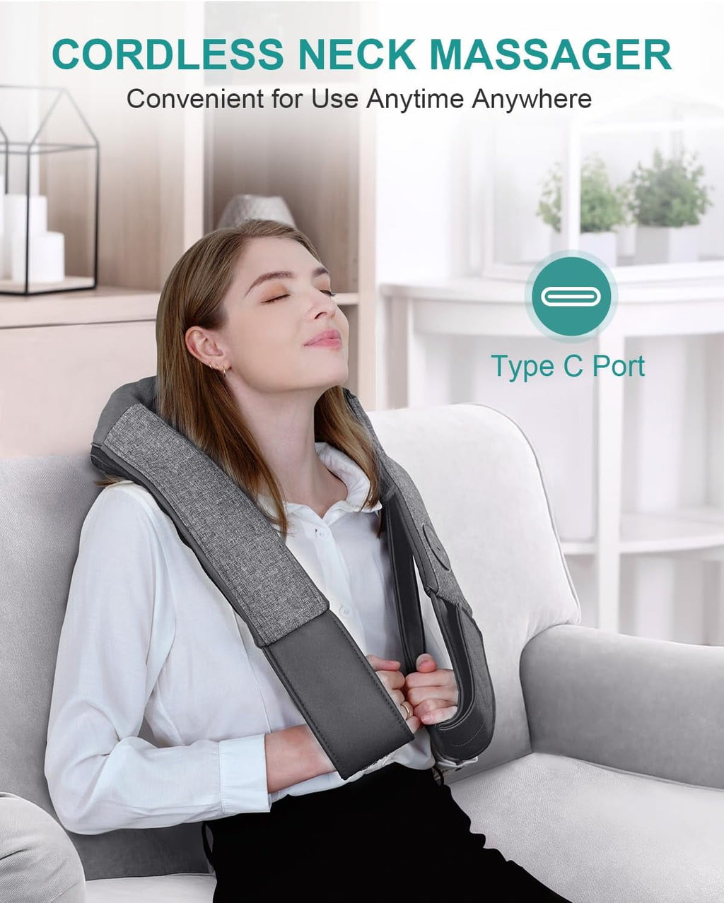 and Back Massager with Heat, Shiatsu Massage Pillow for , Shoulders and Back, Portable Deep Kneading Massager for Hom... - Image 6