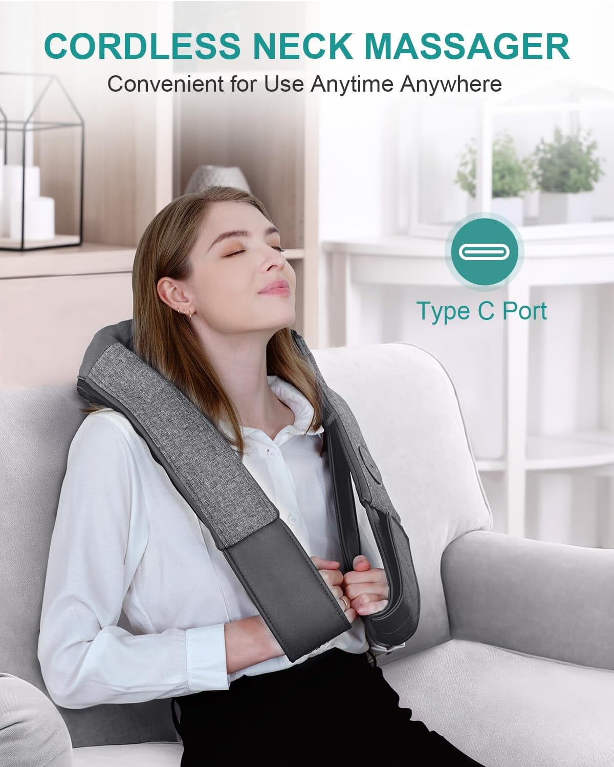 and Back Massager with Heat, Shiatsu Massage Pillow for , Shoulders and Back, Portable Deep Kneading Massager for Hom... - Image 6