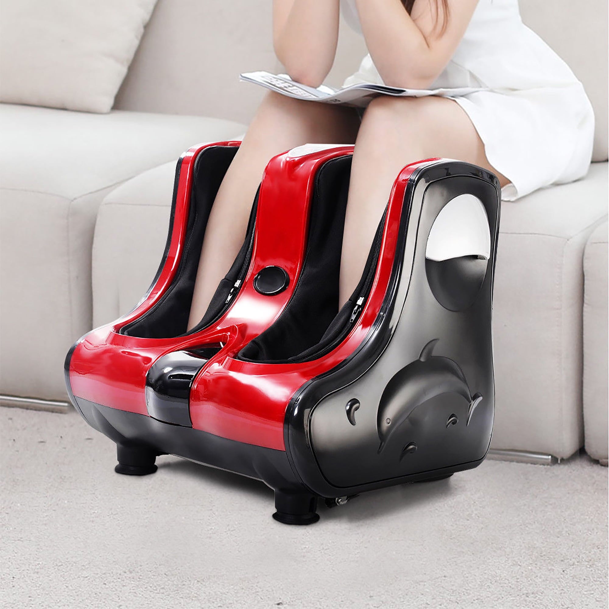 Shiatsu Kneading Rolling Vibration Heating Foot Calf Red - Image 4