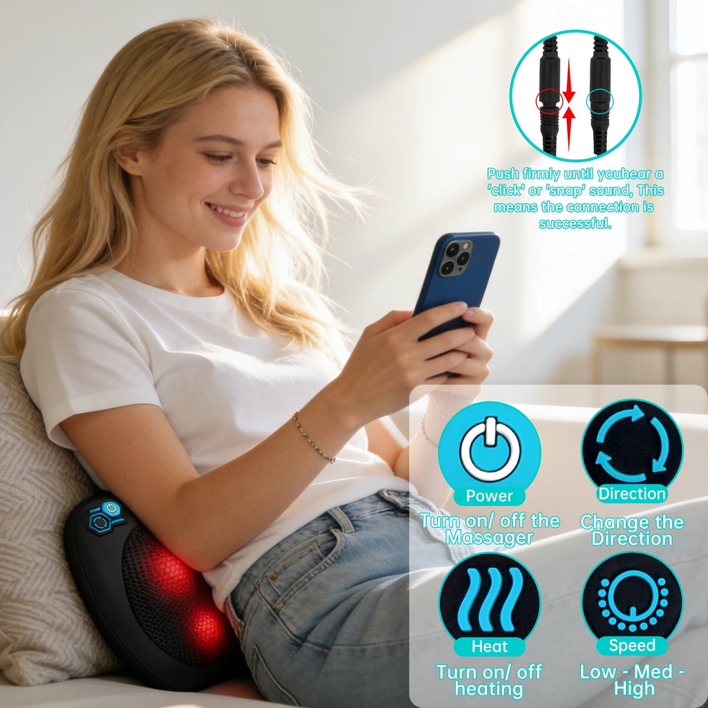 and Neck Massager with Heat, 3D Electric Kneading Deep Tissue Massage Pillow for Neck, Shoulder, Leg Pain Relief, Gif... - Image 5