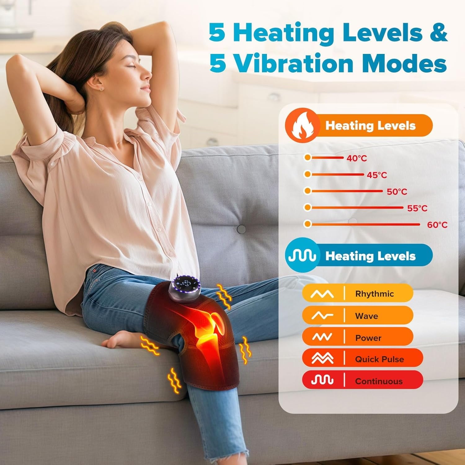 with Heat and Vibration, Heated Brace Wrap, 3 in 1 Heating Pad for Elbow Shoulder, 5 Heating Levels, 5 Massage Modes ... - Image 4