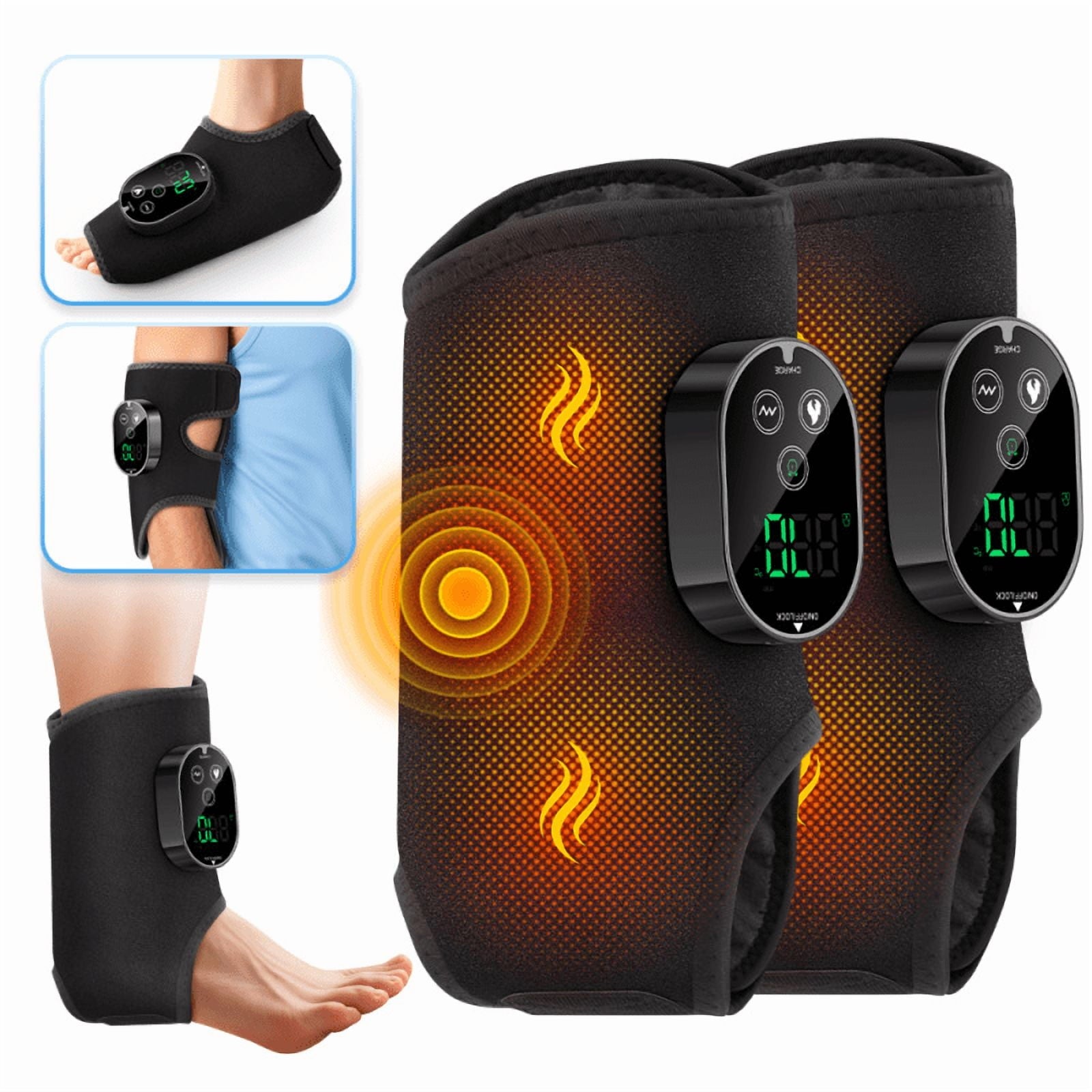 with Heat & Vibration, Cordless Ankle Brace Wrap , 6 Temperature Settings, 3 Timer & Speed Levels, Adjustable Strap f...