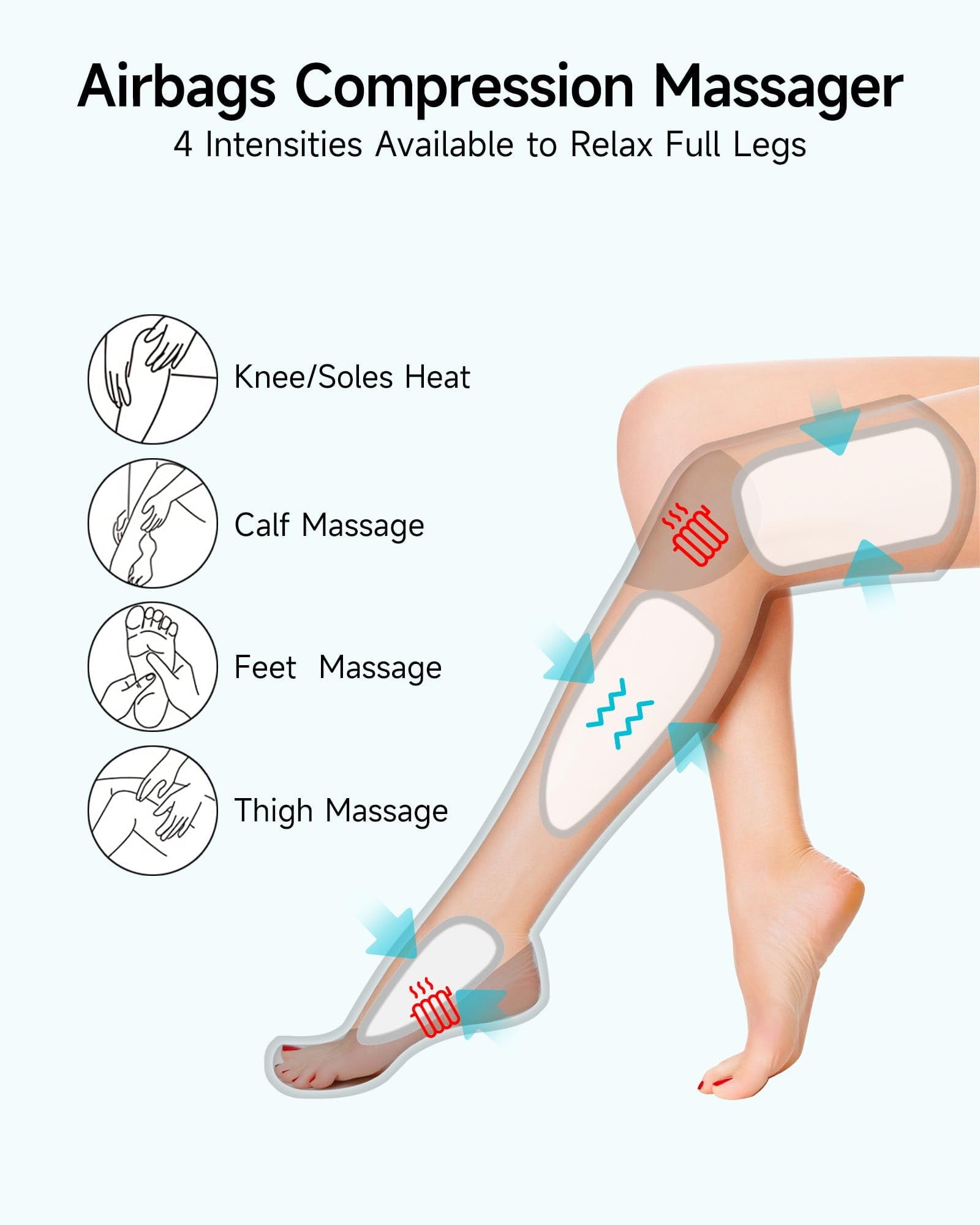 Helpful for Vericose Veins, Muscle Fatigue, Cramps, 2 Heat Levels Foot/Knee ,6 Modes with Memory Function Controller,... - Image 4