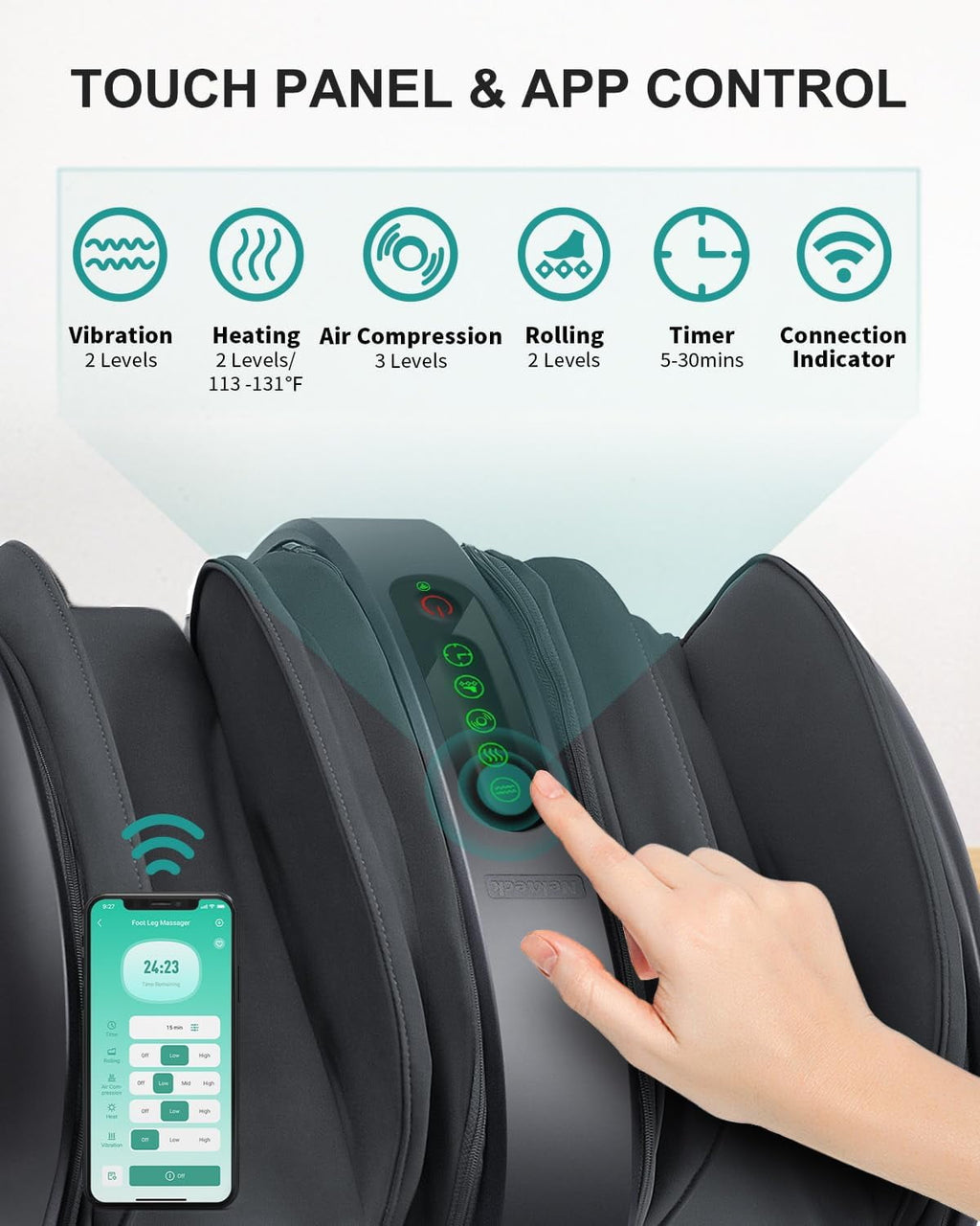 Massager with Heat and Vibration, Electric Massager with Air Compression and App Control for Home Use - Image 6