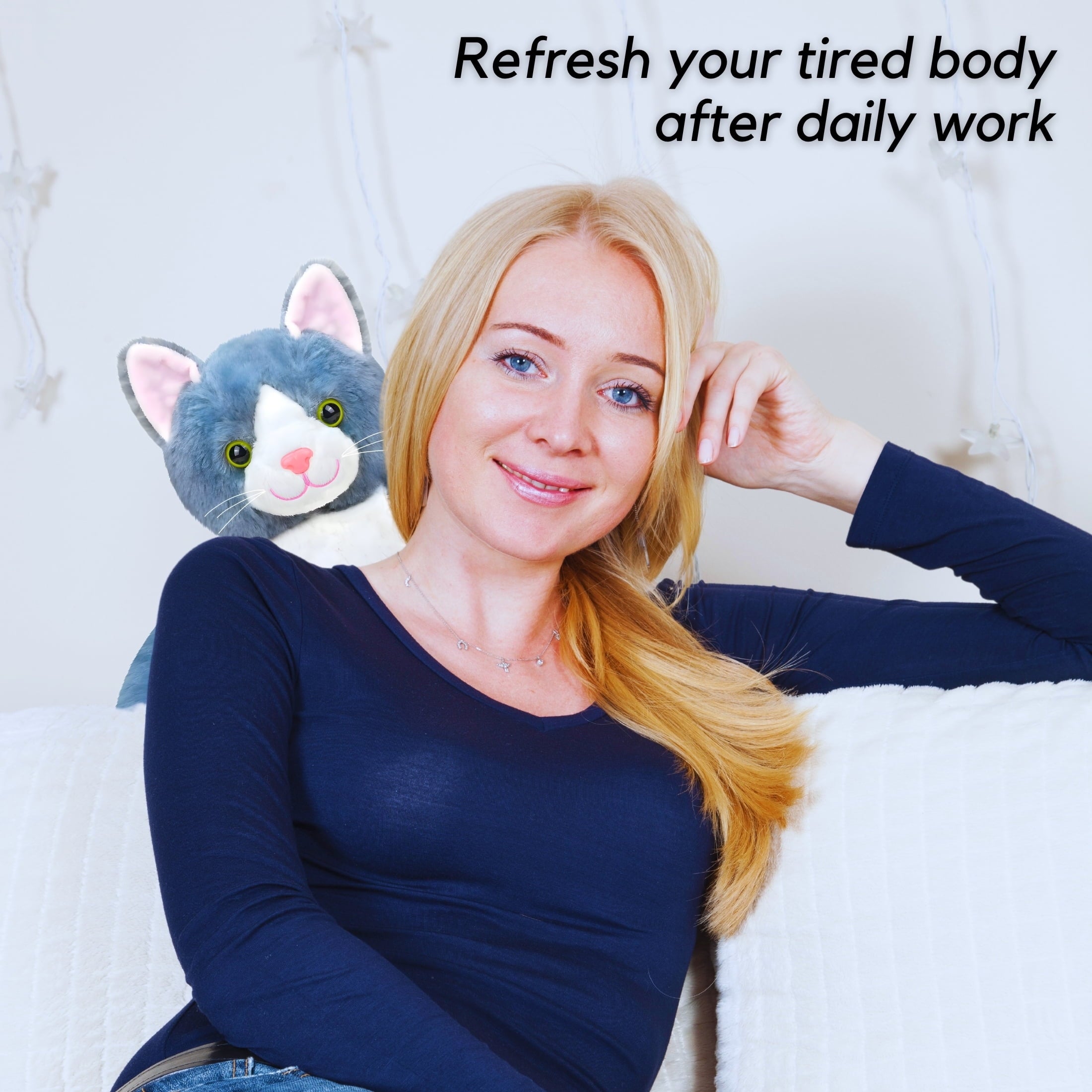 Vibrating Animal Massage Cushion Pillow for Neck Back Shoulder Body with Relaxing Vibration Soft Portable Travel Wrap... - Image 5