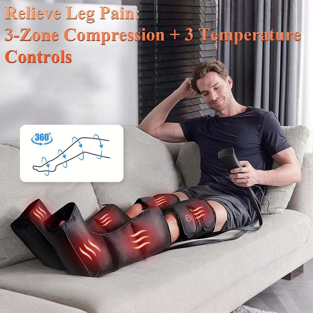 with Heat, Air Compression for Calf, Thigh, and Knee, 3 Zone Foot for Muscle Fatigue, Swelling, Varicose Veins Relief... - Image 5