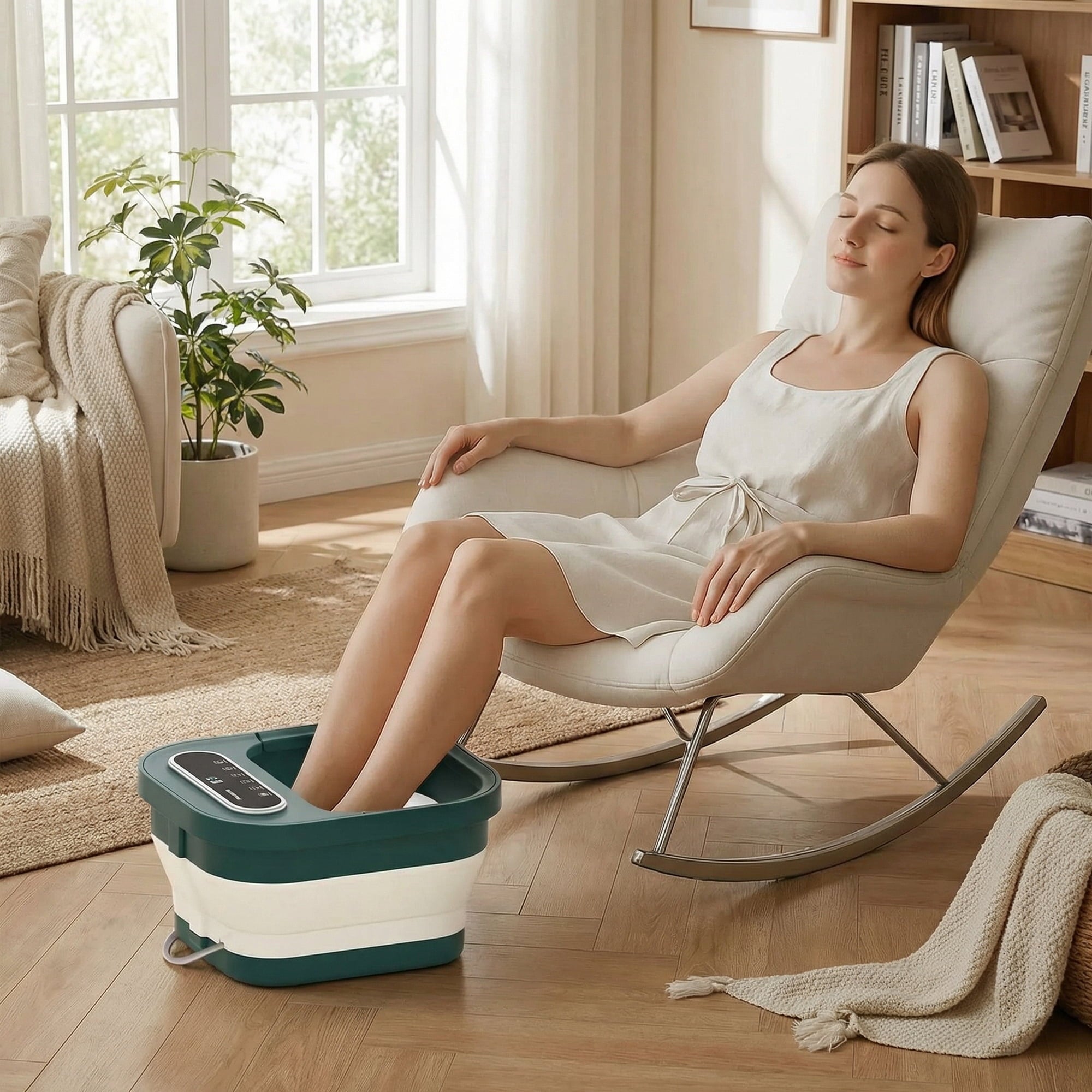 Spa with Massager and Heat Bubbles Vibration 3 in 1, Spa Bath, Green - Image 2
