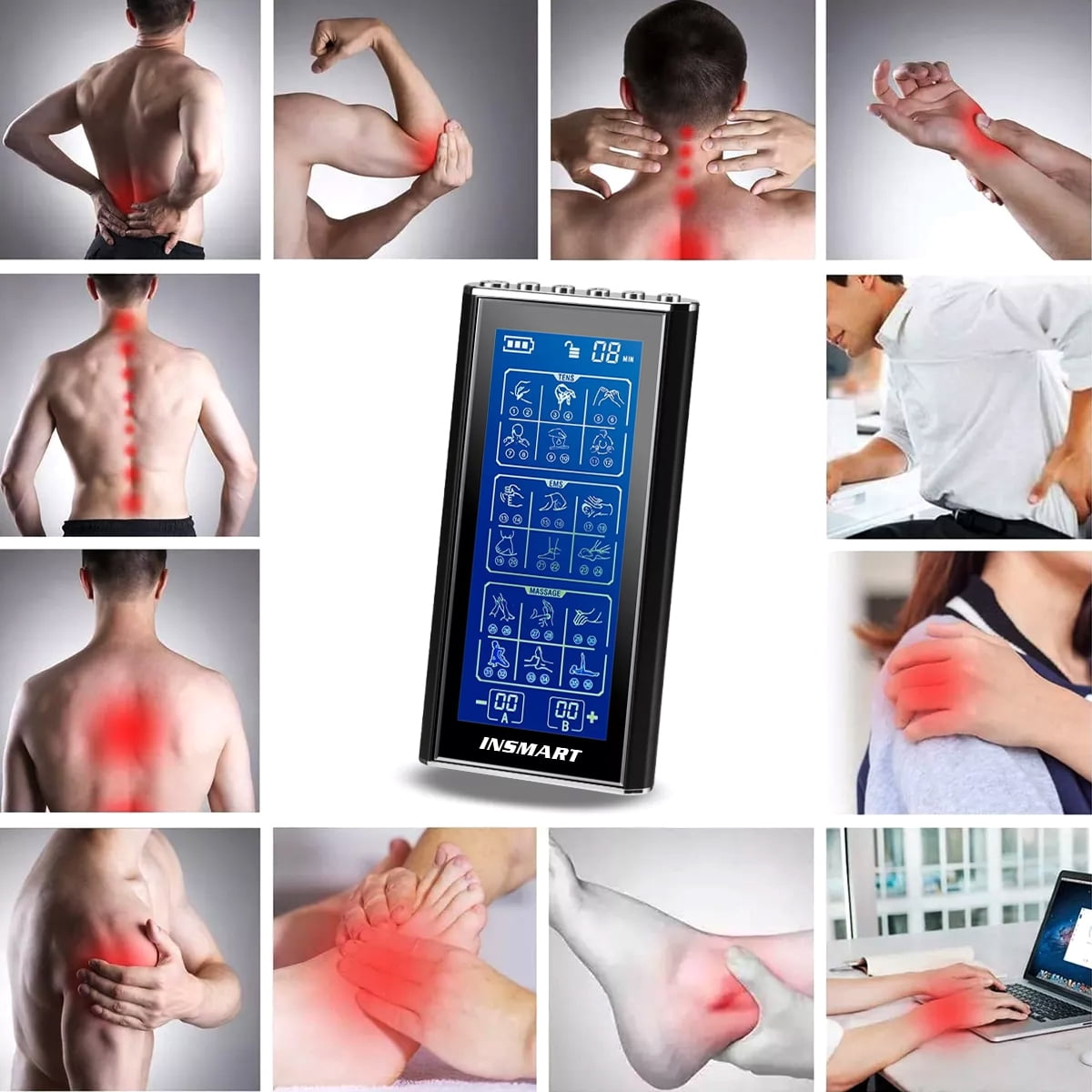 3-in-1 Unit Rechargeable Muscle Stimulator Dual Channel with 10 Reusable Electrode Pads 36 Modes for Back Neck Pain M... - Image 6