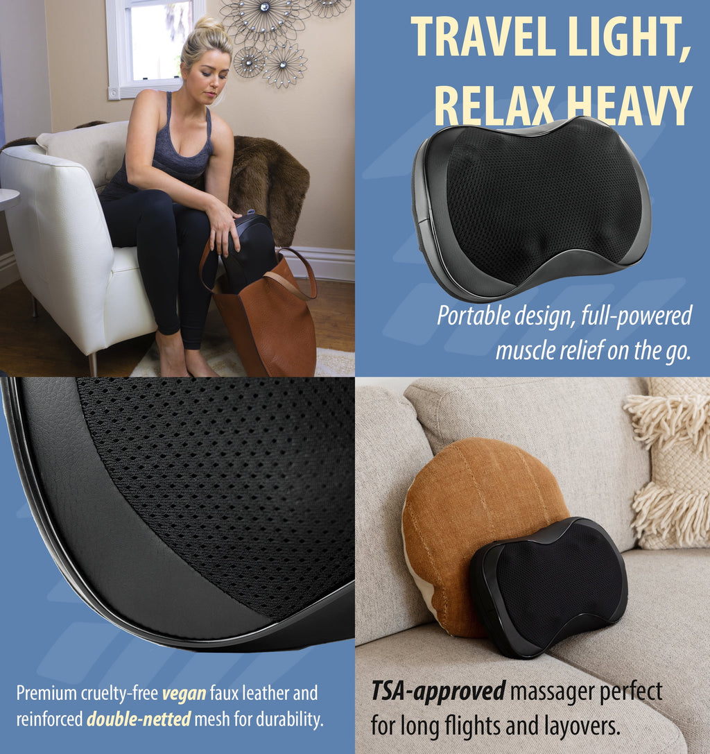 & Neck Massager 3D Kneading 8-Node Massage Pillow with Heat for Muscle Pain, Black - Image 5