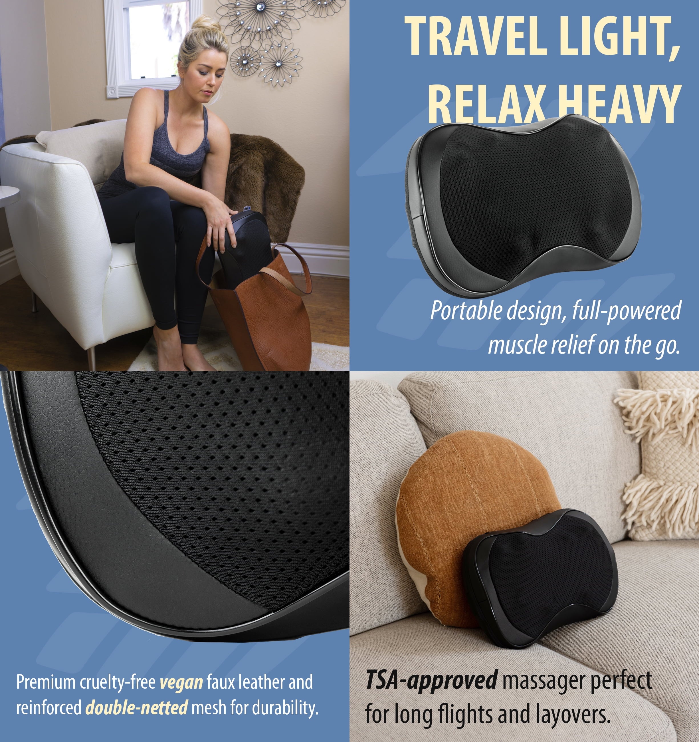 & Neck Massager 3D Kneading 8-Node Massage Pillow with Heat for Muscle Pain, Black - Image 5
