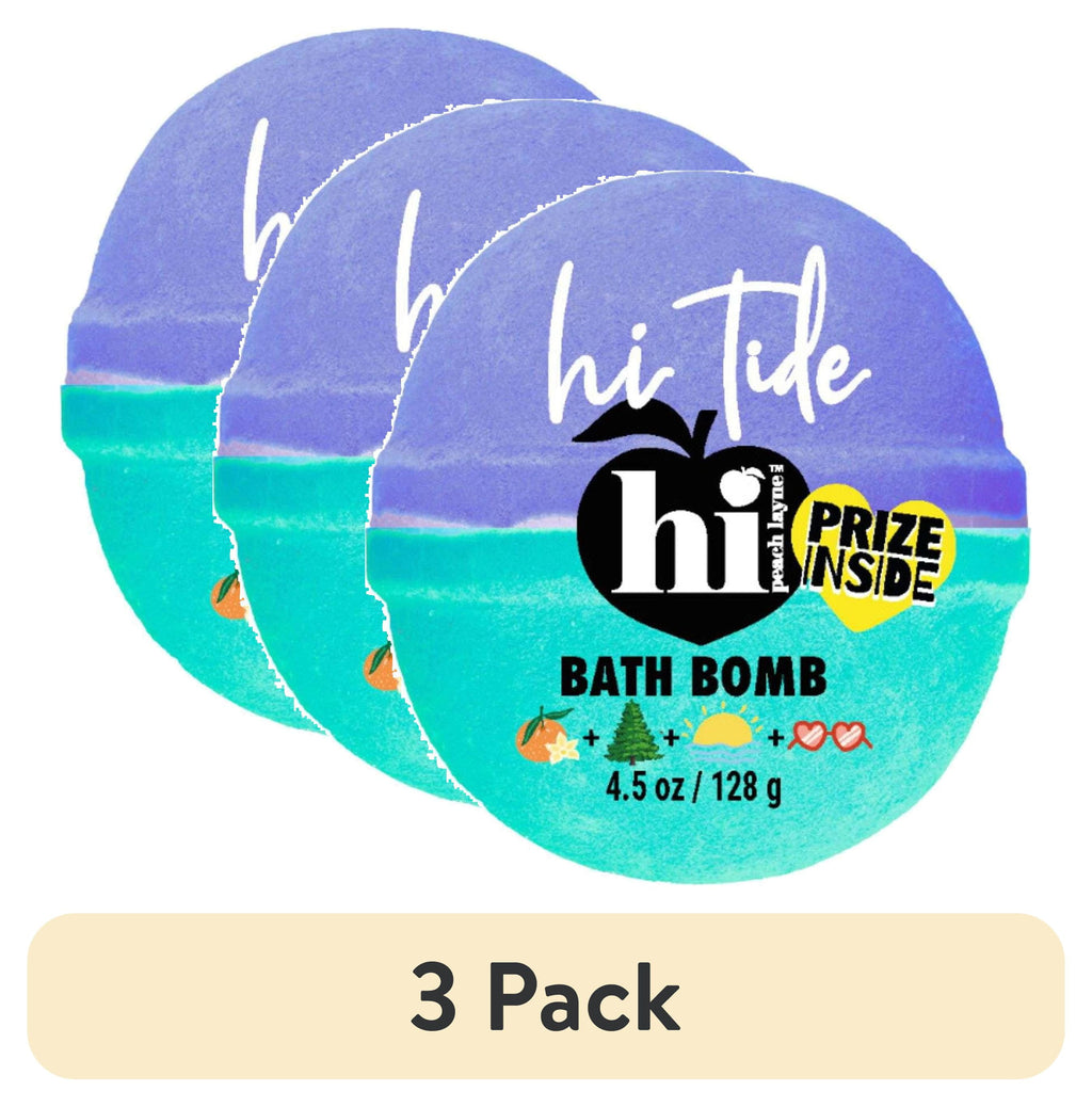 (3 pack) Hi Tide, Periwinkle and Turquoise Clean Beauty Bath Bomb with Prize, 4.5oz