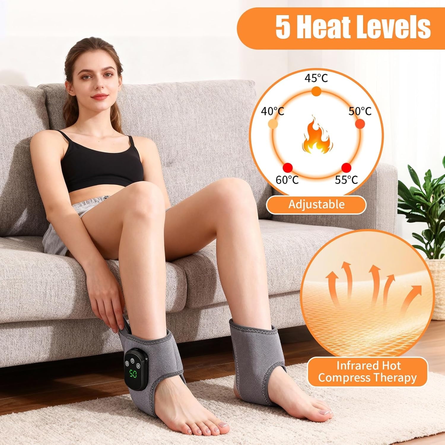 3 Vibration Modes, 5 Heating Levels, Smart Timer and Touch Screen, Foot , Promotes Blood Circulation, Relieves Pain. - Image 3