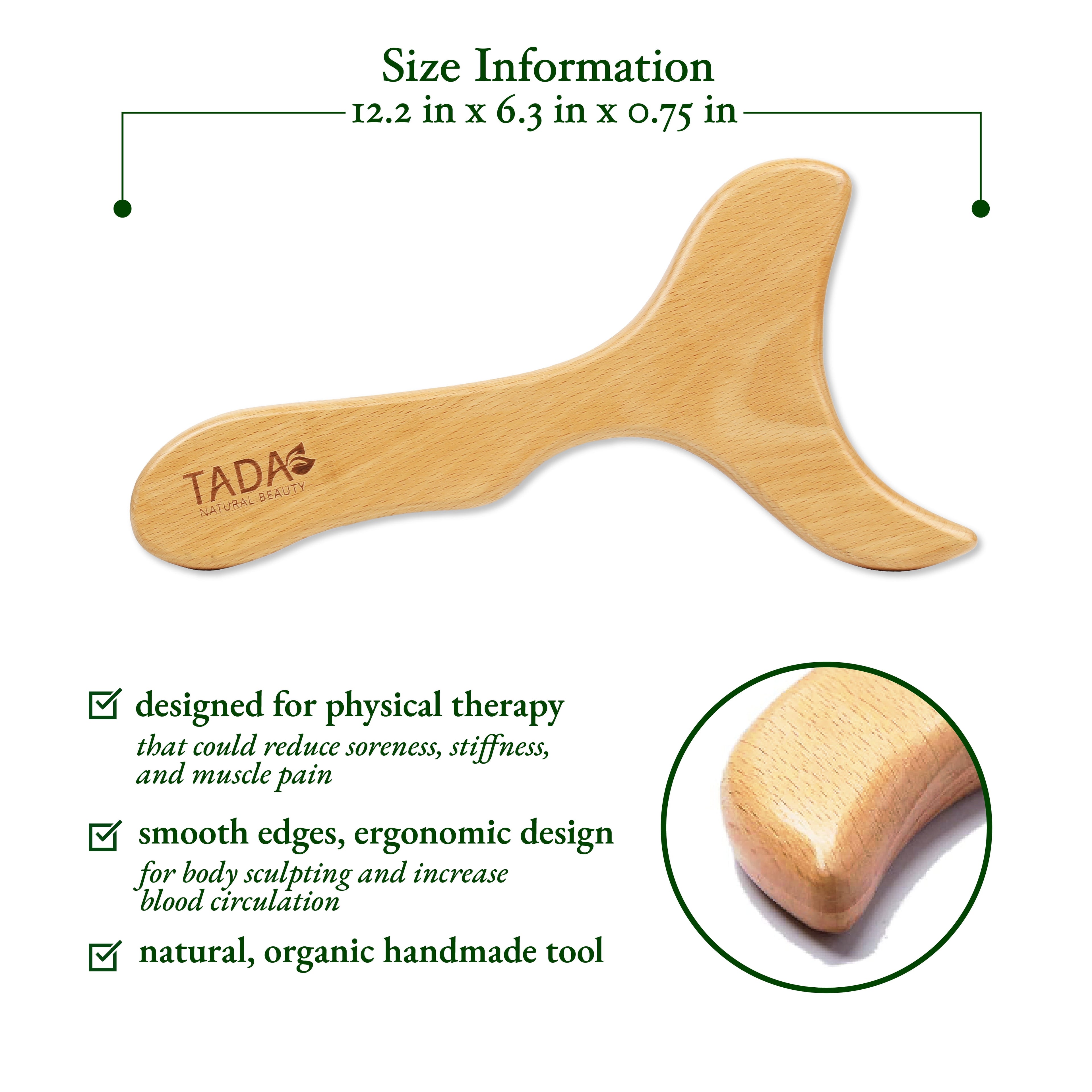 Wood Gua Sha Shoulder Massager Legs, Neck, Arms, Lower Back - Image 3