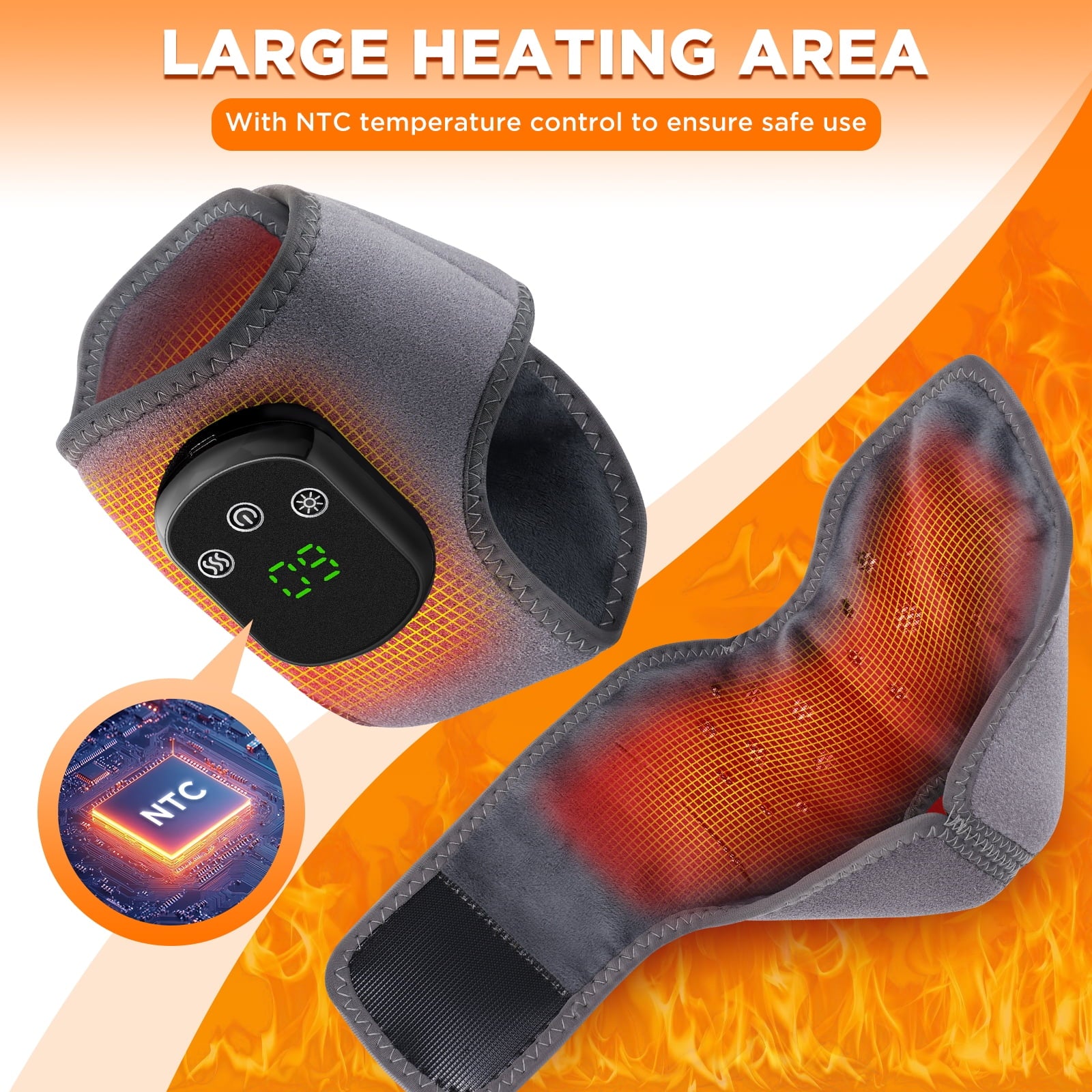 with Heat, Foot , Heating Pad, USB Rechargeable Heated Brace Wrap Warmer, 5 Heat Levels, 3 Vibration Modes, Auto Shut... - Image 4