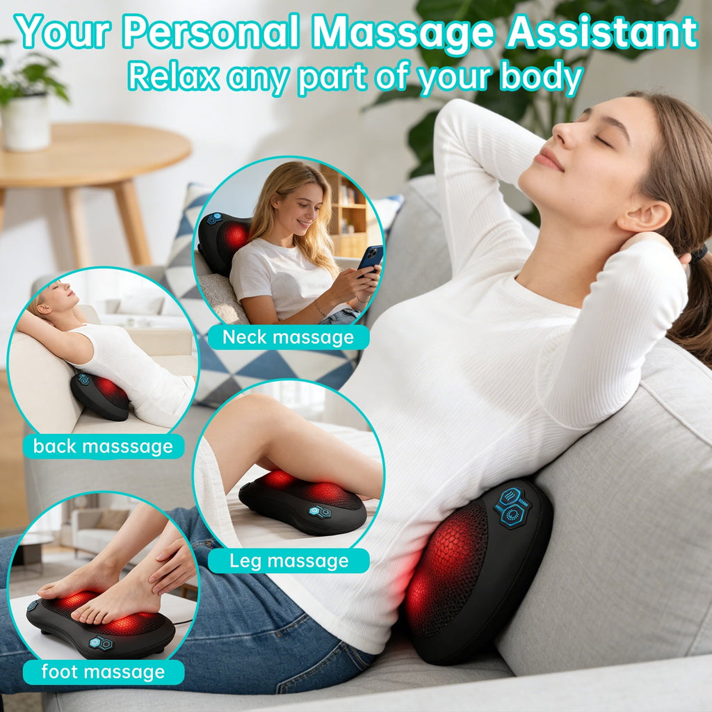 and Neck Massager with Heat, 3D Electric Kneading Deep Tissue Massage Pillow for Neck, Shoulder, Leg Pain Relief, Gif... - Image 4