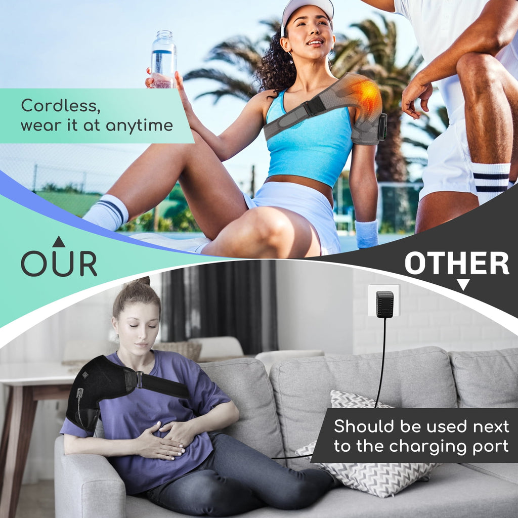 with Massage,Heated Wrap for Women Men, Cordless Massager with 5000mAh Battery,Heated Brace with 3 Heat & 3 Vibration... - Image 4
