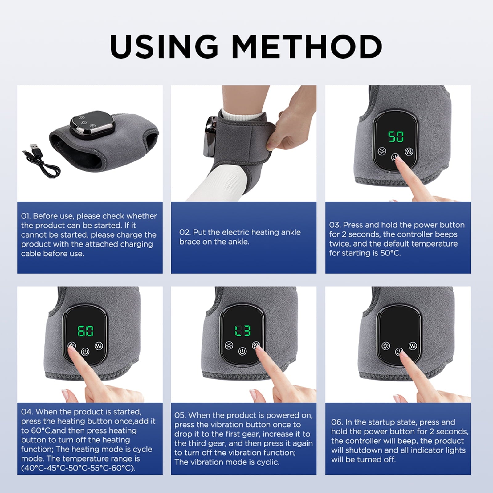 with Heat - Perfect Gift for Parents & Couples, 3 Vibration Modes, 5 Heat Levels, Cordless Foot for Home & Travel - Image 2