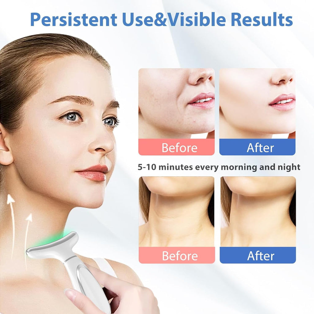 and Neck Massager Skin Lifting & Firming,Light Therapy for Face with Vibration, Thermal, Cooling - at Home Skin Care ... - Image 2