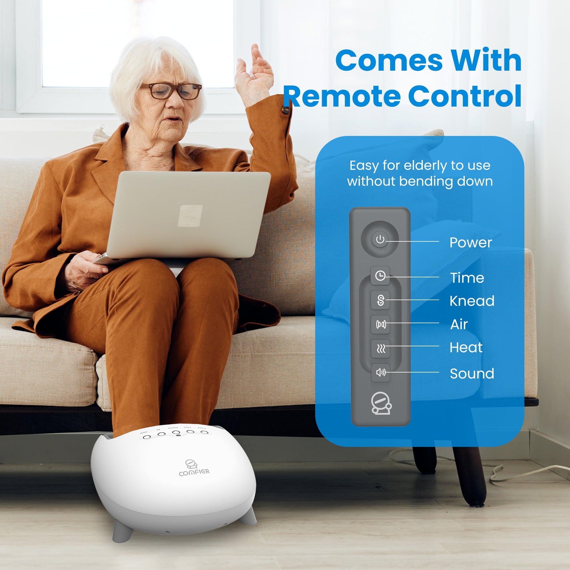 with Heat, Shiatsu Deep Kneading Massage Machine for Plantar Fasciitis & Pain Relief, Fits Men Size up to 14, White - Image 6