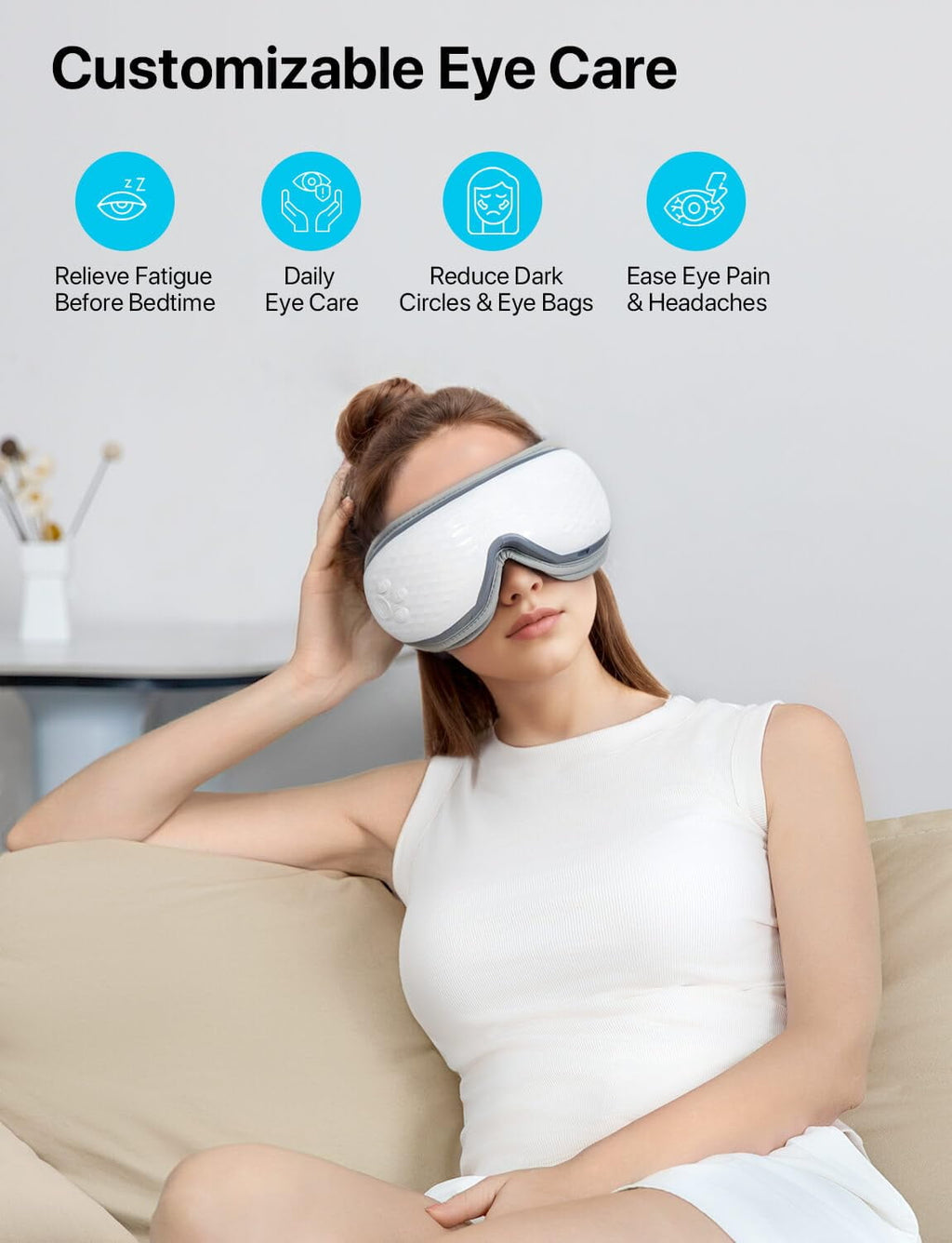 with Heat, Migraines Relief, Massage Mask with Bluetooth, Compression for Strain Relief, Gifts for Women/Men - Image 2