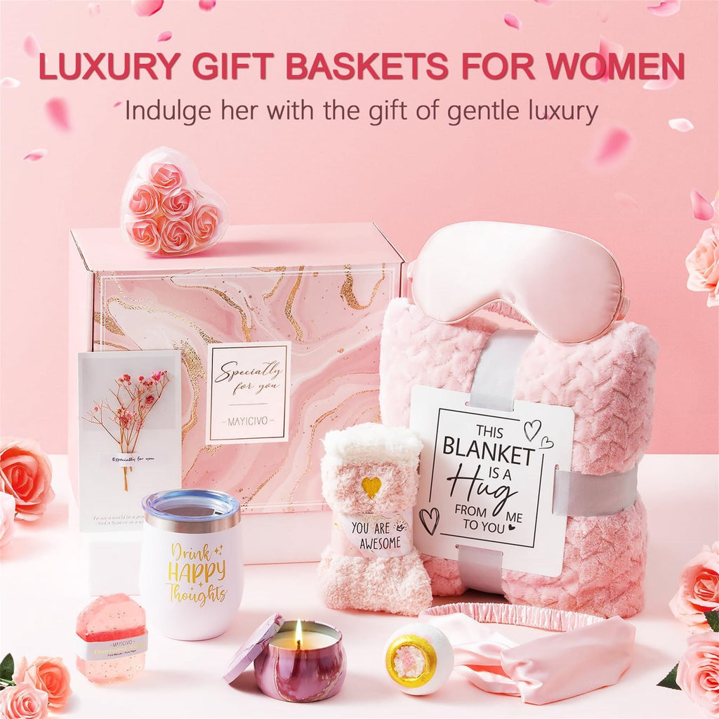 for Women, Self Care s Get Well Soon s, Rose Relaxing Spa Bath s Sets with Flannel Blanket, Unique Mothers Day s for ... - Image 3