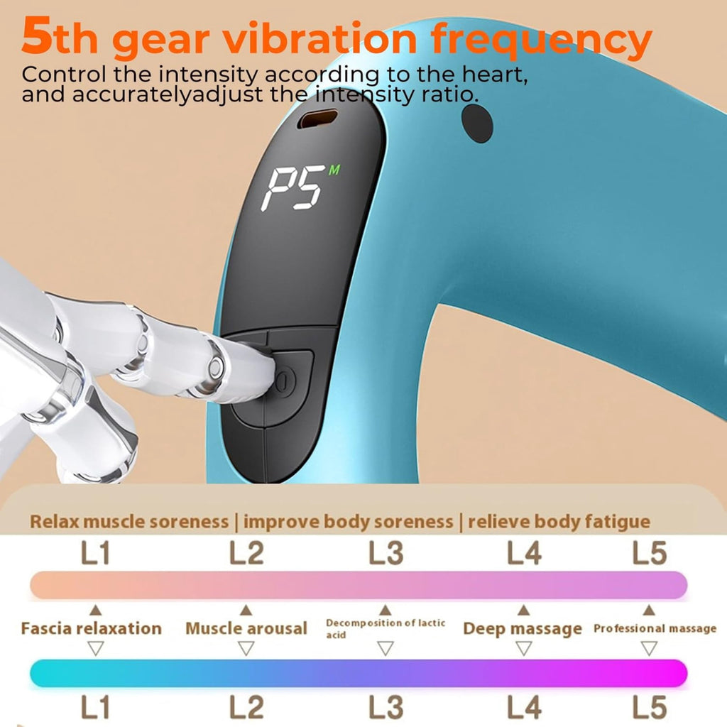 Gun with Heat – Portable Percussion r for Back, Neck & Muscles, Quiet, Adjustable Speed, Pain Relief, Blue - Image 2