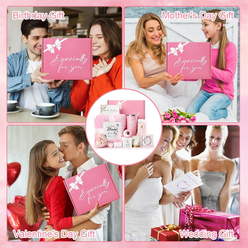 for Women, Rose Relaxing Spa Basket, 10 Pcs Self Care Get Well Soon with Flannel Blanket, Thank You Mother's Day Gift... - Image 6