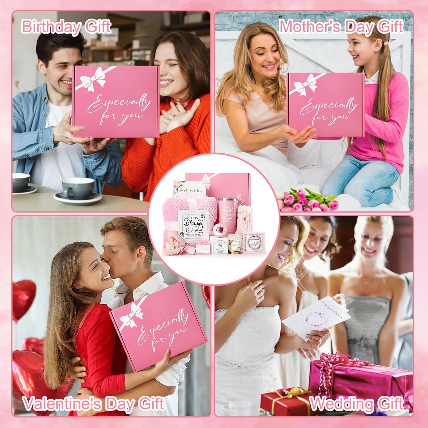 for Women, Rose Relaxing Spa Basket, 10 Pcs Self Care Get Well Soon with Flannel Blanket, Thank You Mother's Day Gift... - Image 6
