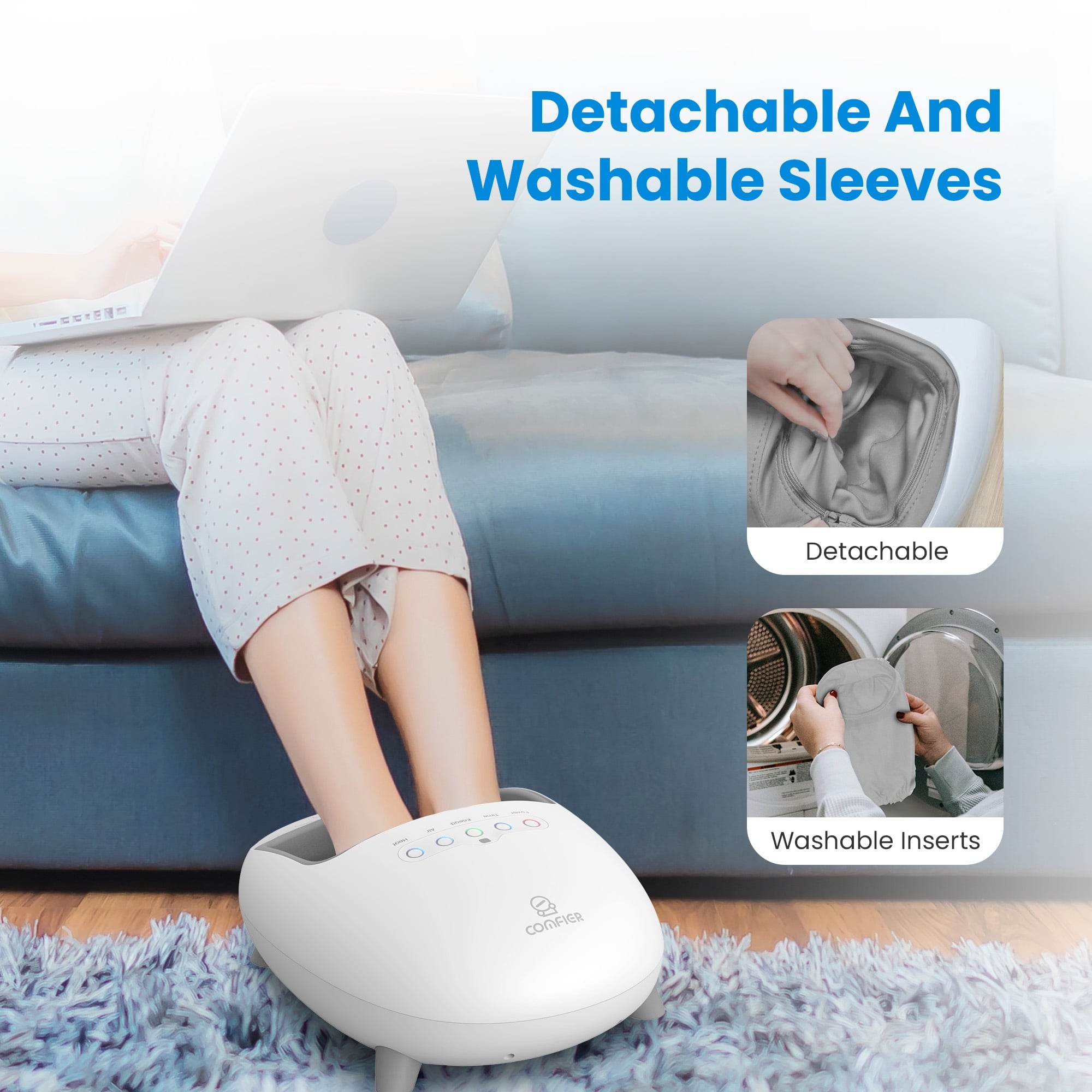 with Heat, Shiatsu Deep Kneading Massage Machine for Plantar Fasciitis & Pain Relief, Fits Men Size up to 14, White - Image 5