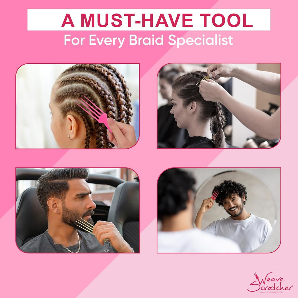 & Head Scratcher for Weaves, Braids & Wigs – Head Massage Tool for Instant Itch Relief – Pink - Image 3