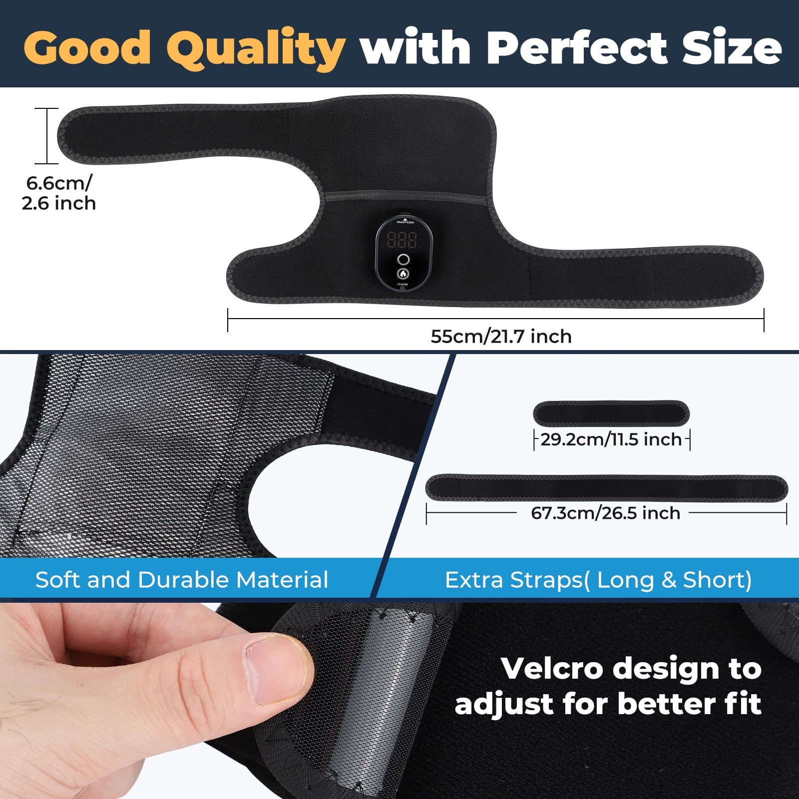 Massager, Cordless Brace Wrap with Massager for , Shoulder Elbow 3-in-1 Heating Vibration Massager, 3 Adjustable Heat... - Image 6