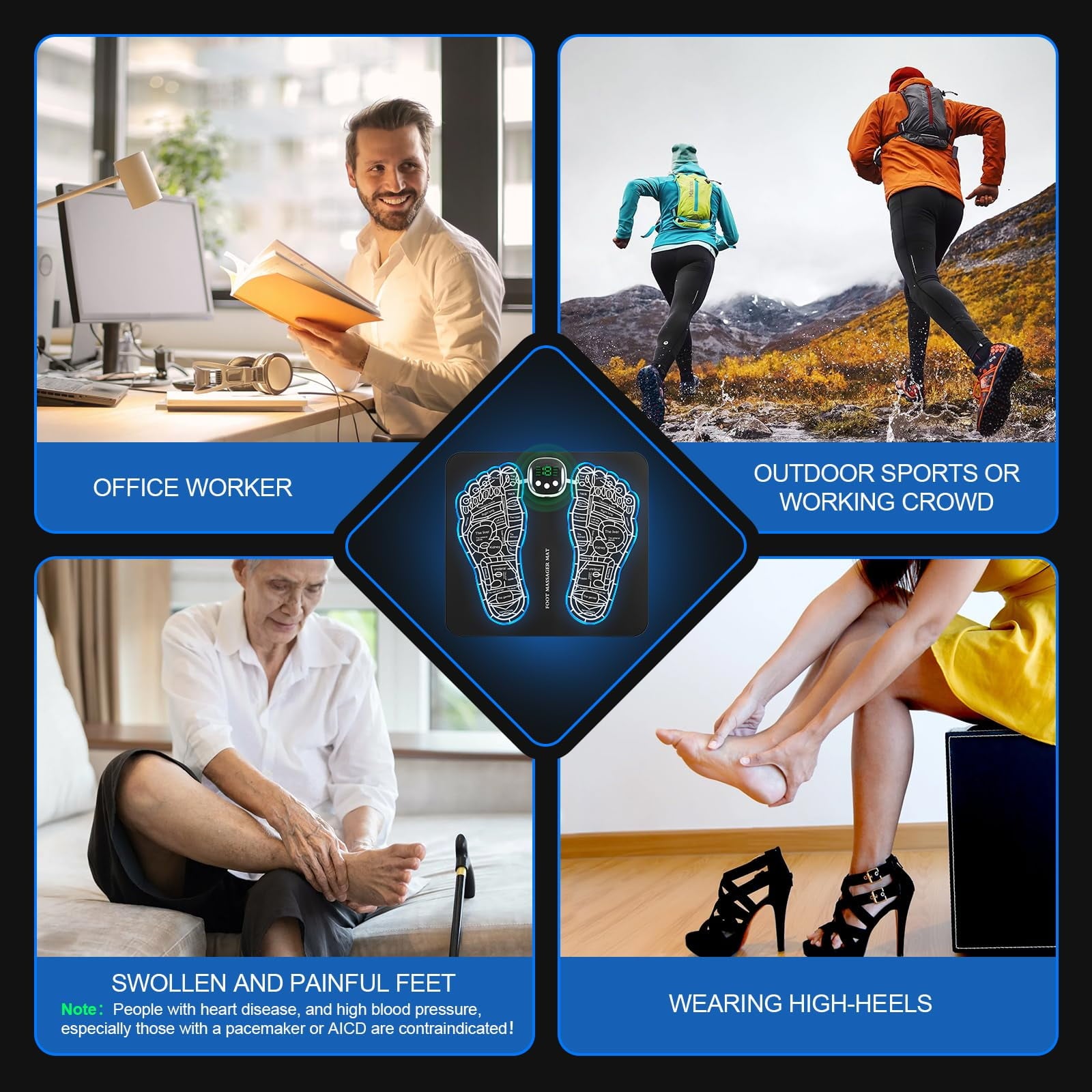 Mat - Pad for Pain Plantar Relief, Muscle Relaxation, Foldable Legs & Feet Pad with 8 Modes - Image 2