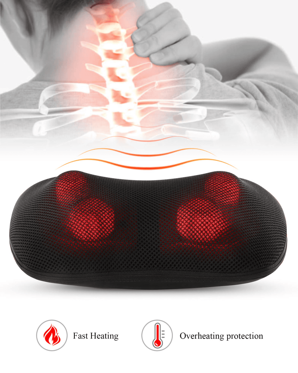 Massager with Heat, Shiatsu Deep-Kneading Massage for Muscle Pain Relief Spa-Like Soothing for Home Car and Office - Image 2