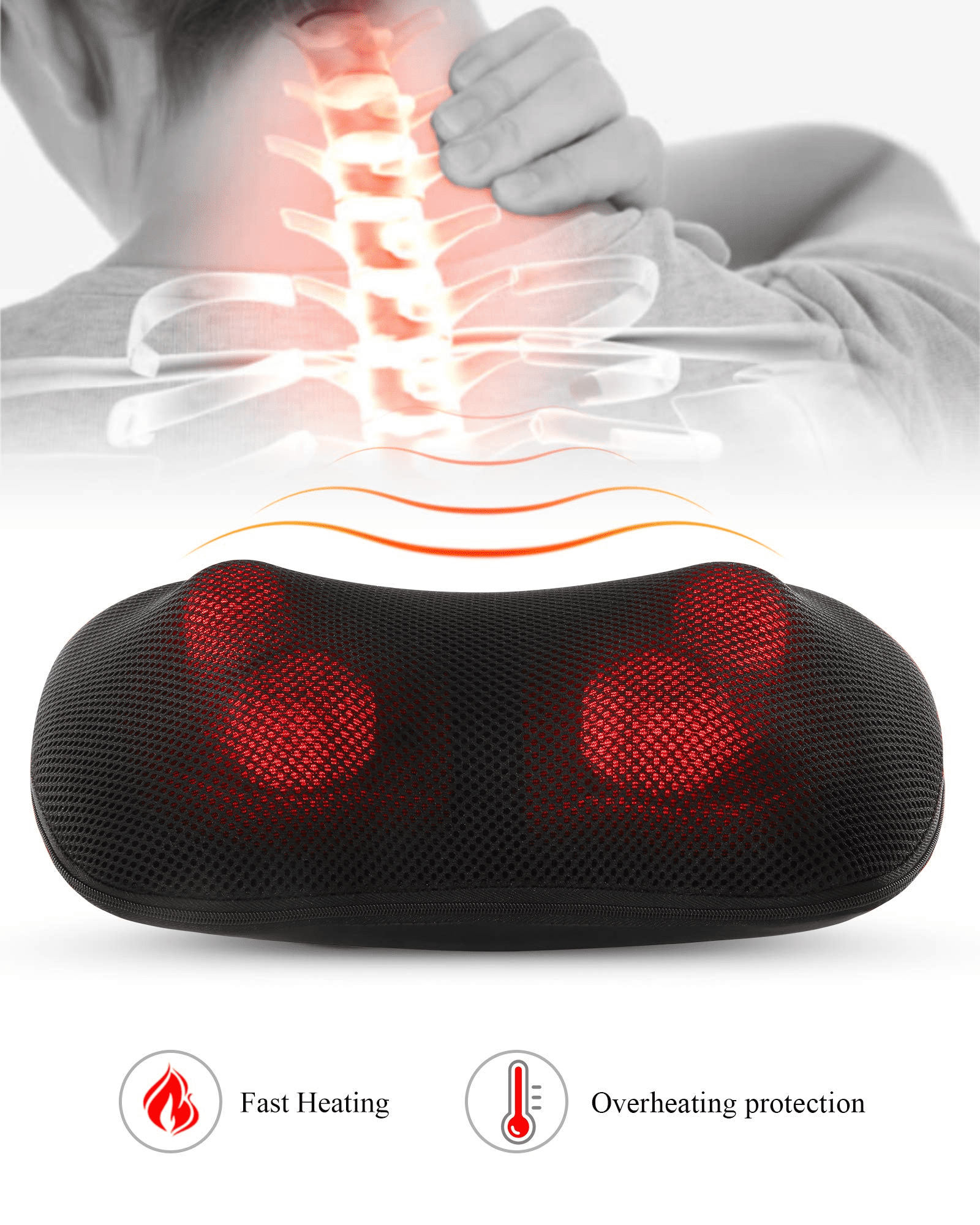 Massager with Heat, Shiatsu Deep-Kneading Massage for Muscle Pain Relief Spa-Like Soothing for Home Car and Office - Image 2