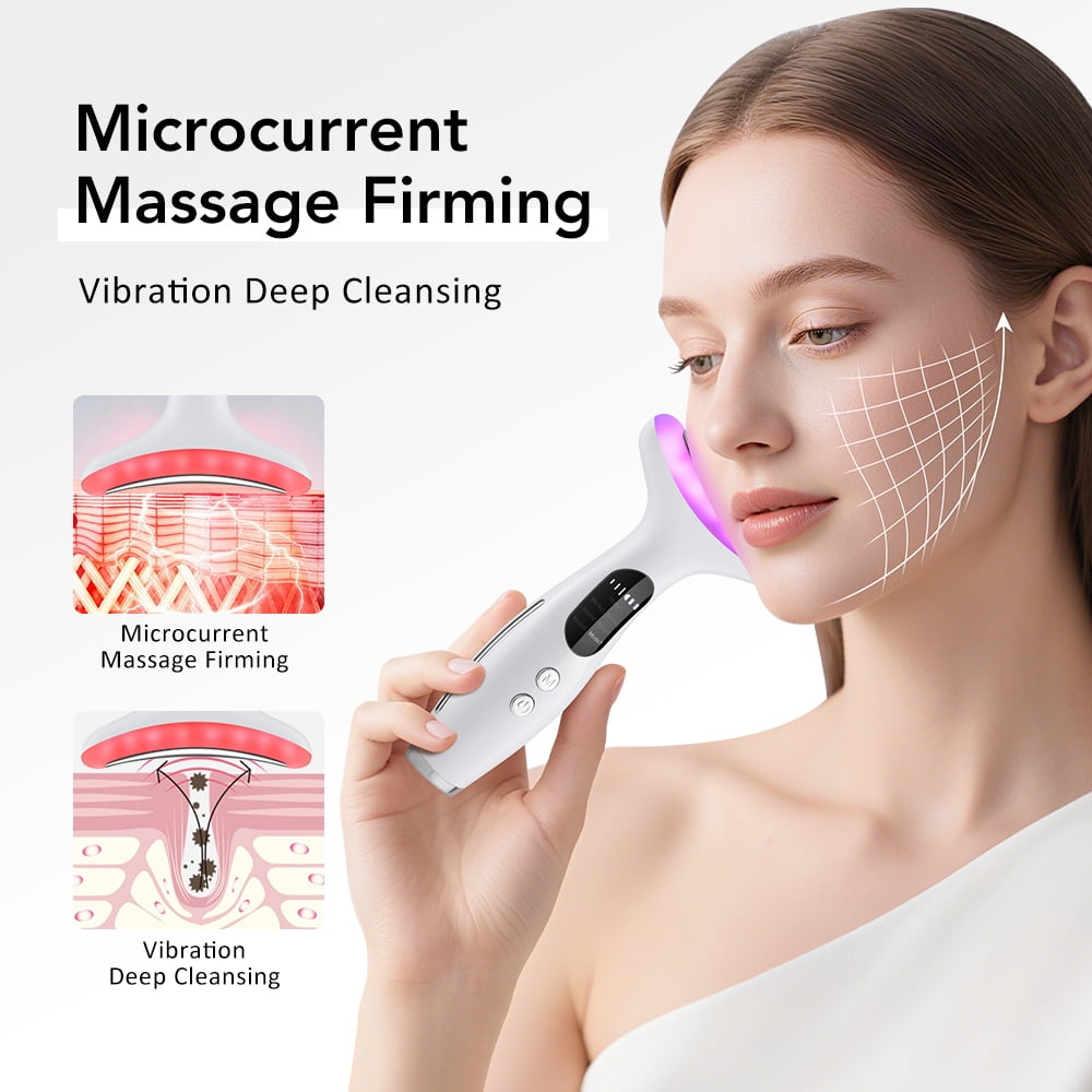 7 LED Colors Neck & Face Lifting Massager with Heat and Vibration,Skin Tightening Facial Beauty Device,Portable Micro... - Image 4