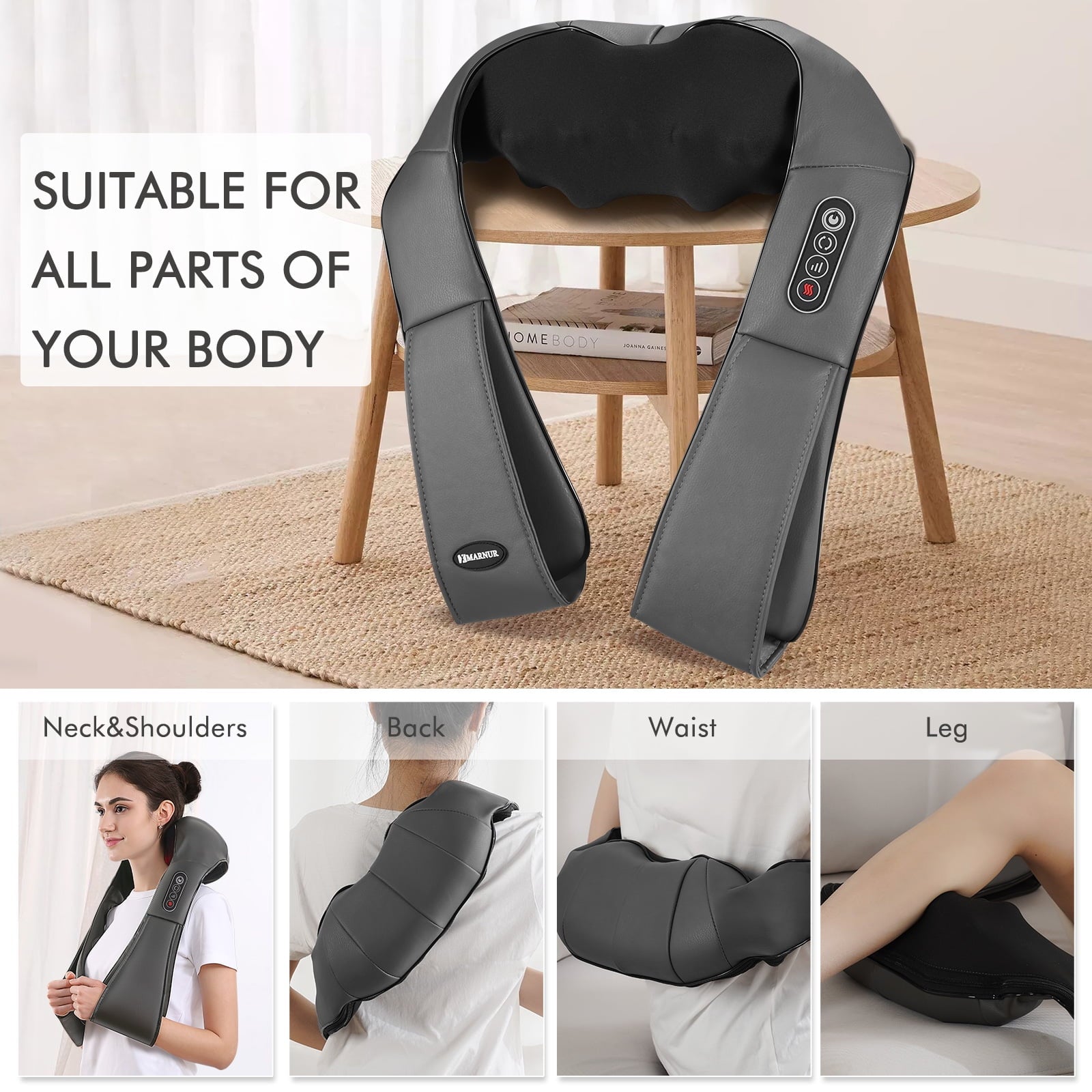 and Shoulder Massager, Deep Kneading Massager with Heat for Full-Body, Gray - Image 3