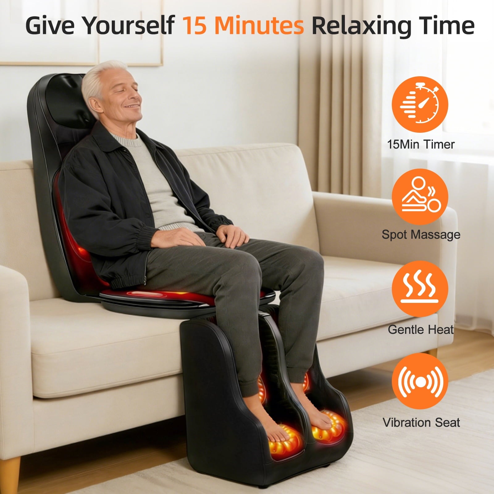Massage Pad with Foot & Calf Massager, 3D Kneading, Heat & Vibration, Detachable & Foldable for Home Office Use - Per... - Image 3
