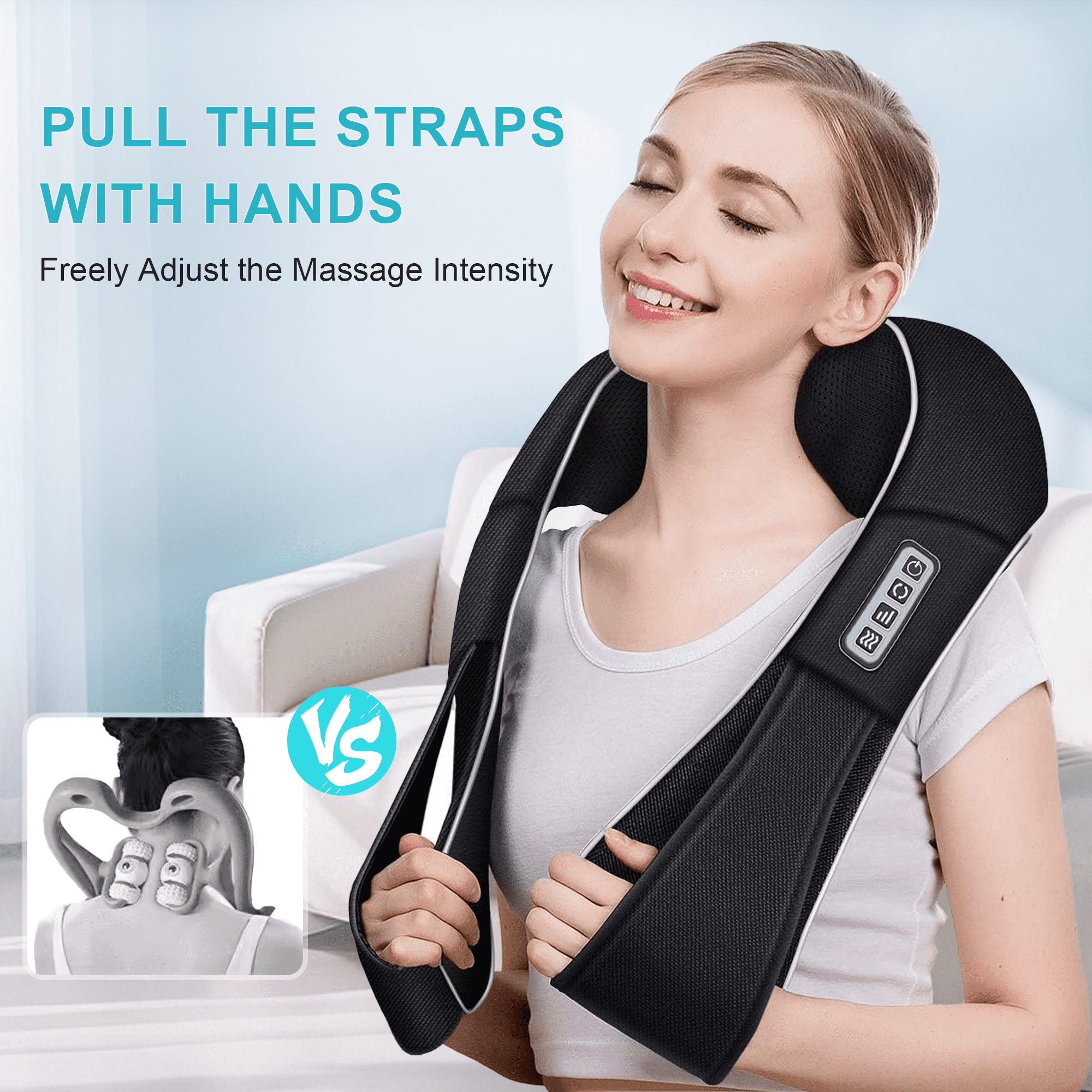 Neck Massager with Heating, Deep Tissue 3D Kneading Massager, Use at Home, Car, Office (Black) - Image 5